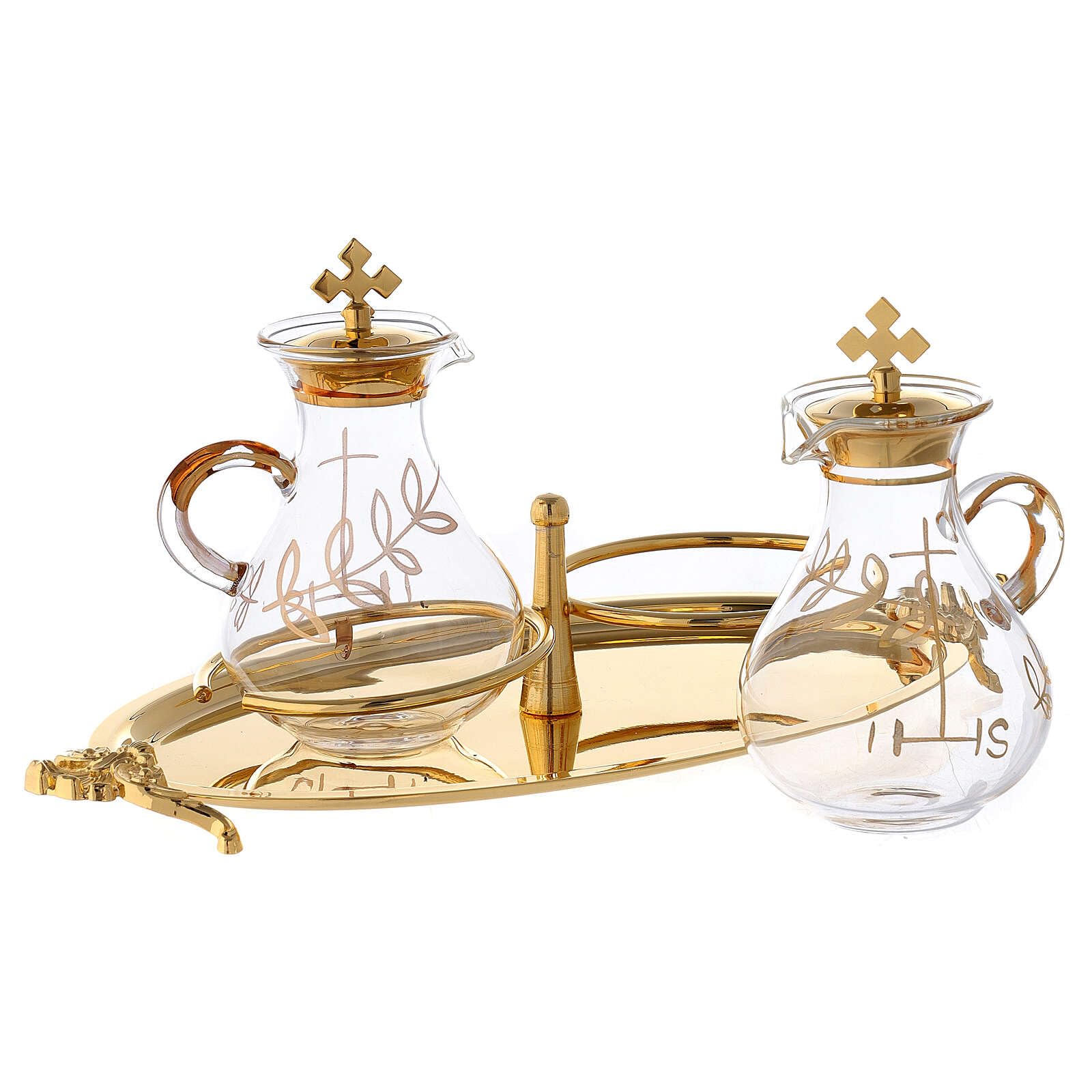 Brass Tray Cruet Set for Dining & Kitchen Decor
