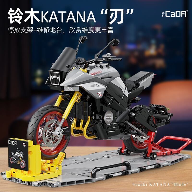 Suzuki Katana Motorcycle Model Kit CADA C59021 - DIY Building Blocks for Adults & Kids, Perfect for Collectors and Gifting - Display for Home, Office, or Model Showcase