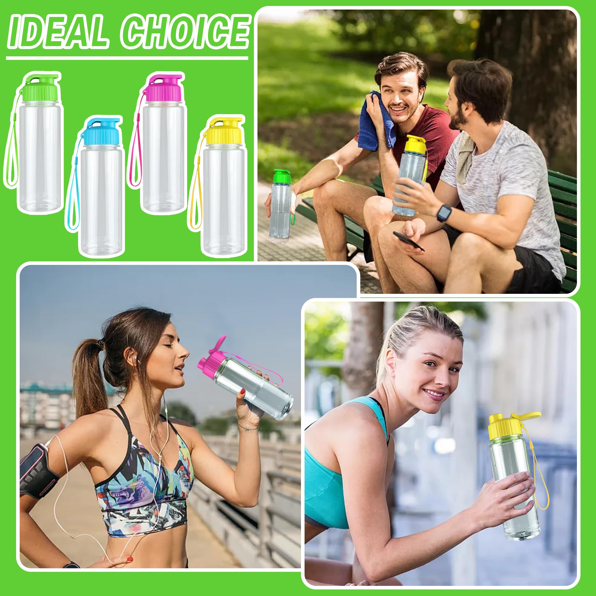 4-Pack 19oz Plastic Water Bottles with Handle Strap - BPA-Free Large Sport Drink Bottles for Gym, School, Outdoor Activities | Perfect for Cycling, Camping, Fitness & Classroom Use