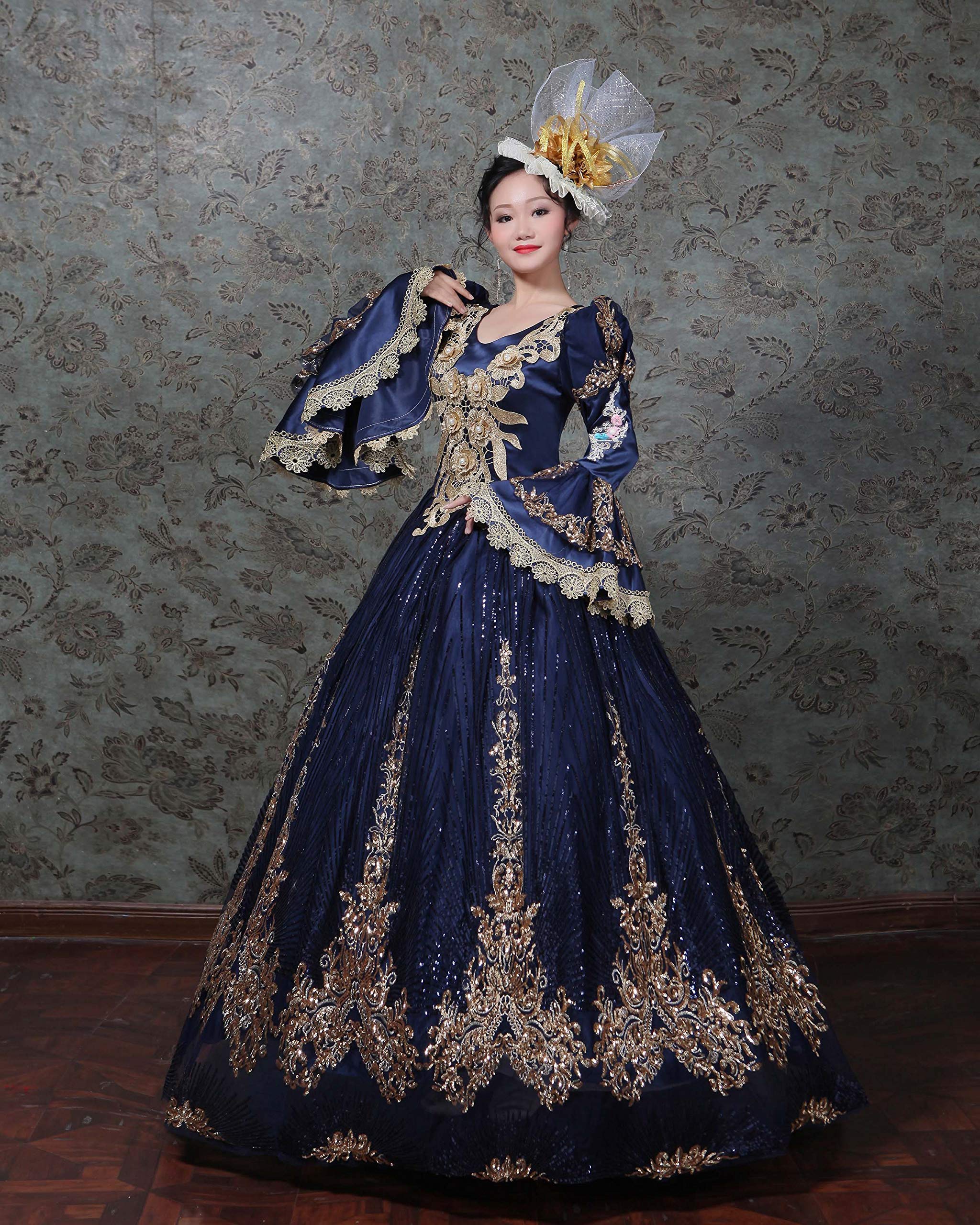 Victorian Renaissance Queen Dress for Women - Elegant Long Rococo Masquerade Ball Gown | Perfect for Costume Parties, Historical Reenactments & Themed Events
