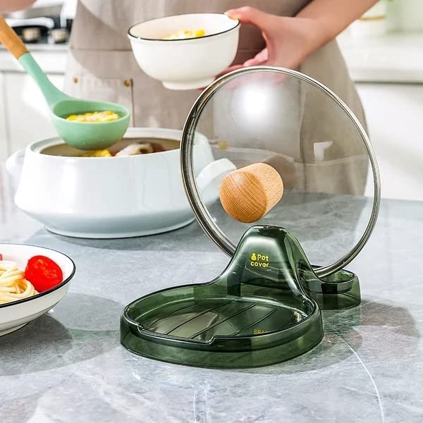 **Multi-Functional Kitchen Spatula Rack with Spoon Rest & Lid Holder – Heat-Resistant, Eco-Friendly, Food-Grade Plastic Utensil Organizer for Spoons, Ladles & Pot Lids (Dark Green) – Perfect for Countertop, Stovetop & Kitchen Organization**