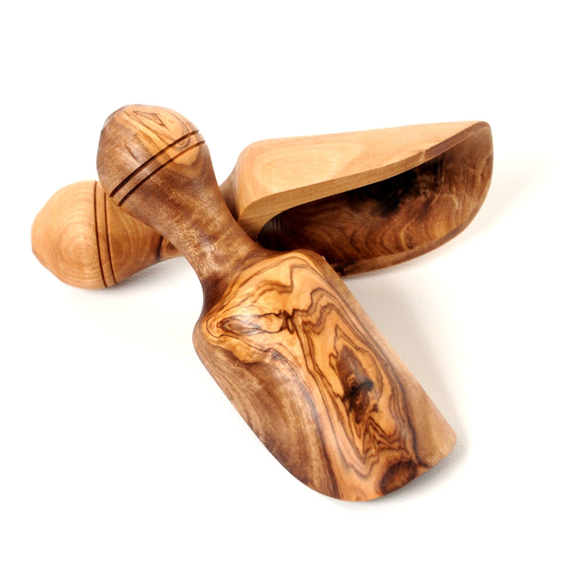 Premium Olive Wood Bath Salt Scoops - Set of 2 (4.5