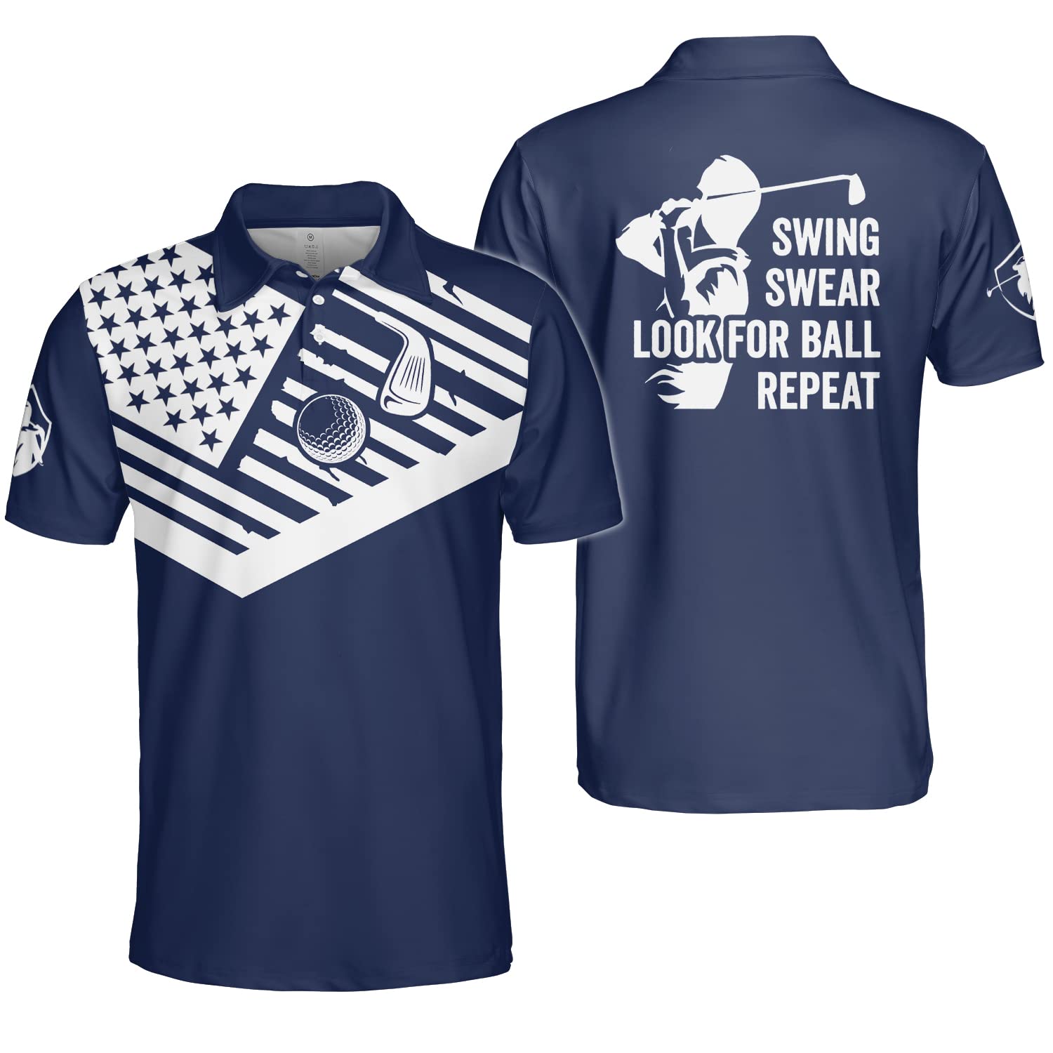 Men's Funny Golf Shirt - Dry Fit Polo with Swing & Swear Design - Breathable Moisture Wicking Apparel for Golfers - Perfect Crazy Golf Gift for Tournaments & Casual Wear