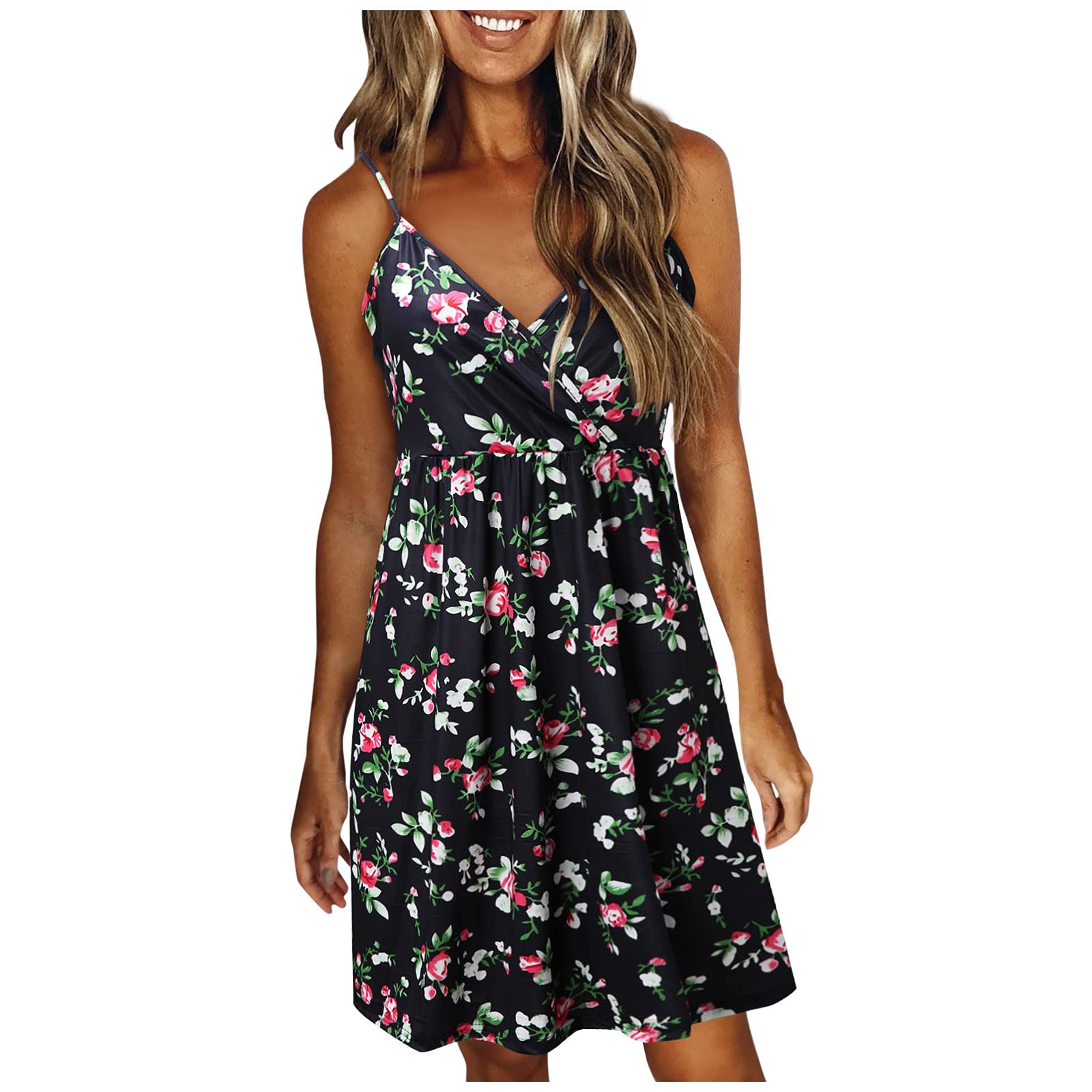 ORT Women's Maxi Dresses for Summer - Boho Floral Print Strap Dress, Casual Beach Mini Dress | Perfect for Vacation, Pool Party & Summer Outings