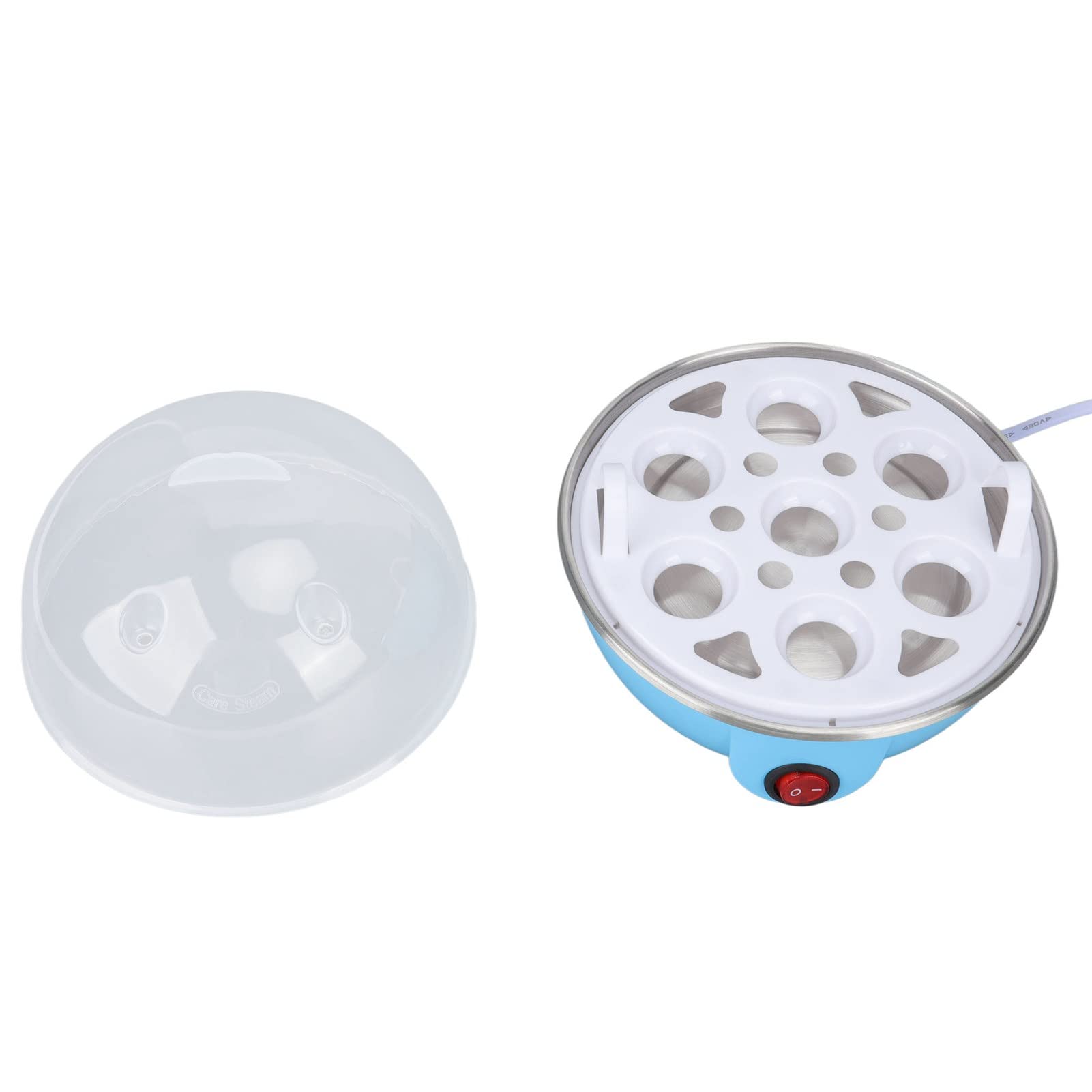 Electric Egg Cooker 350W - Hard Boiled Egg Maker with Anti-Dry Burn Safety Feature & Chicken Design - Perfect for Breakfast Meal Prep, Cooking Eggs, Milk Warmer (Blue) - Ideal for Home Kitchen, Dorm Room, Office & Camping Use