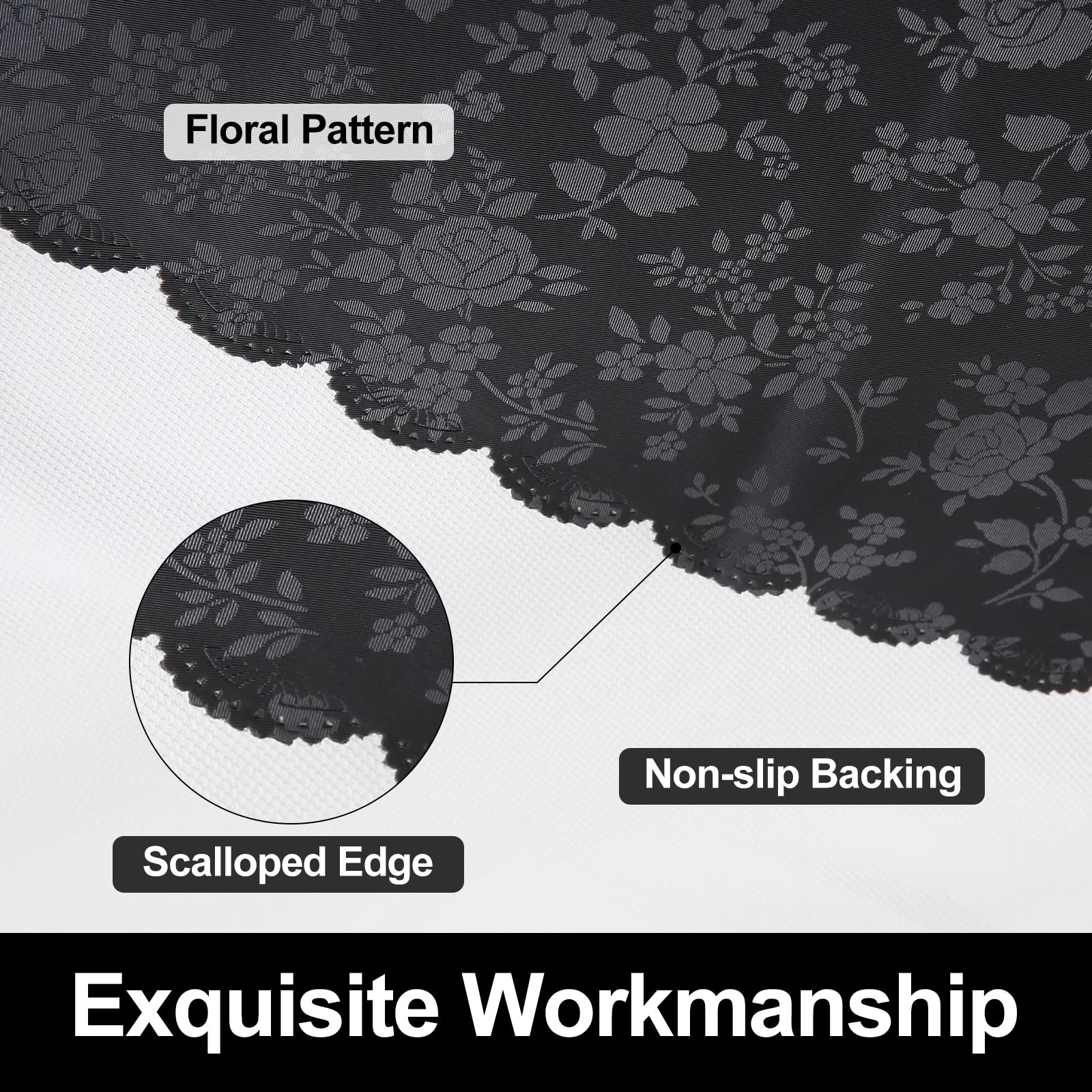 Waterproof Heavy Duty Vinyl Wipeable Washable 60 x 60 Inch Black Tablecloth for Kitchen and Dining Room