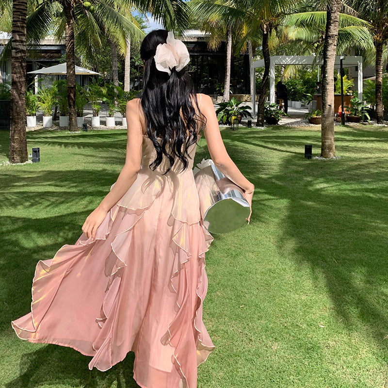 Gradient Fairy Dress for Women - Summer Spaghetti Strap Long Skirt Beach Holiday Party Dress - Perfect for Beach Vacations, Summer Parties & Boho Photoshoots