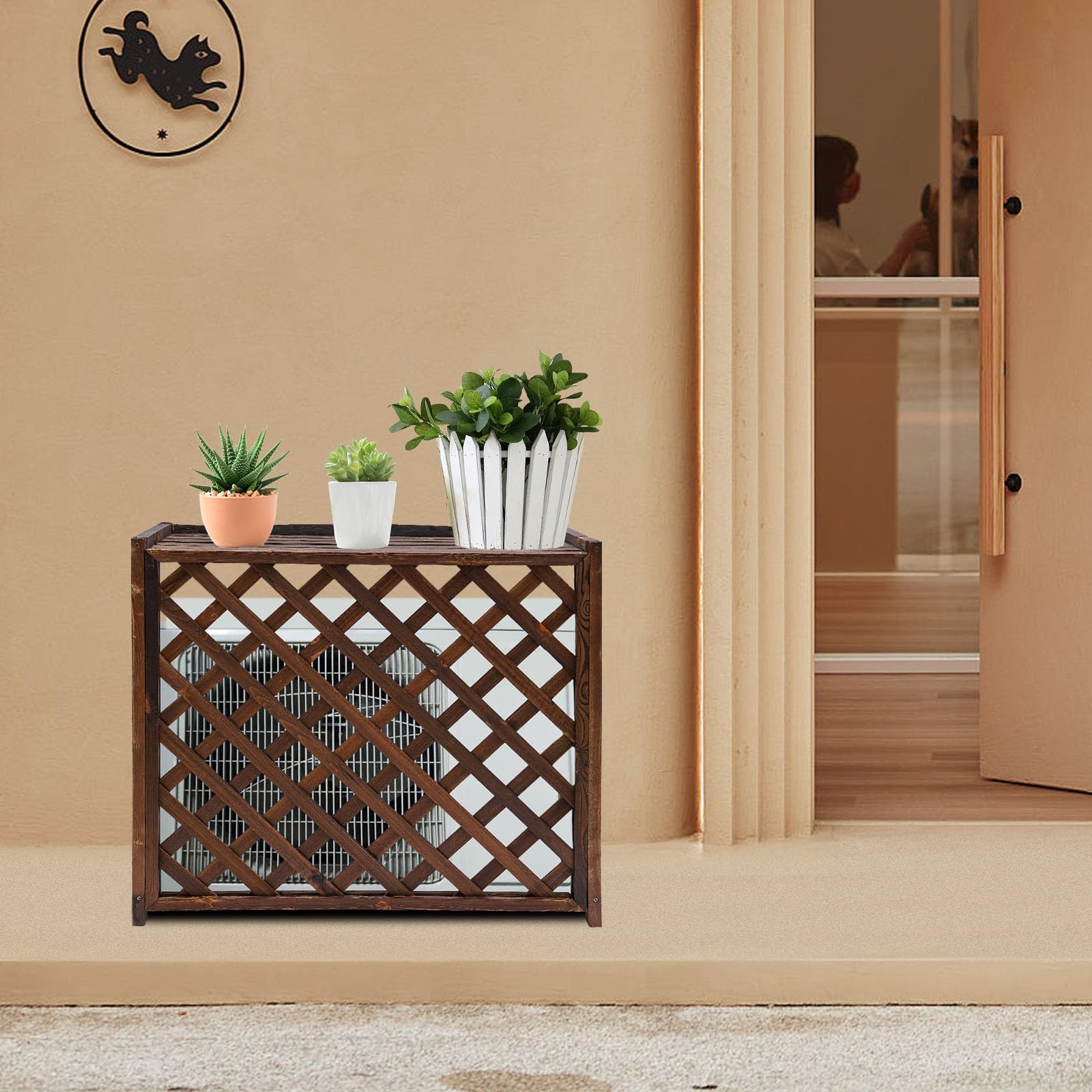 Wooden Air Conditioner Cover Fence - Outdoor AC Unit Privacy Screen for Home & Garden - Durable Weatherproof Decorative Fence for Backyard, Patio, and Side Yard Protection