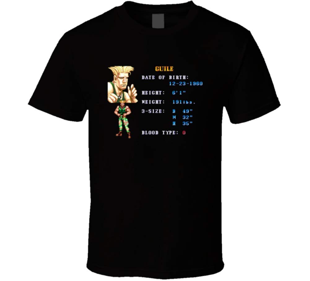 Street Fighter 2 Guile USA Character Profile Video Game T-Shirt | Official SF2 Gaming Apparel for Men & Women | Perfect for Cosplay, Gaming Events & Streetwear Fashion