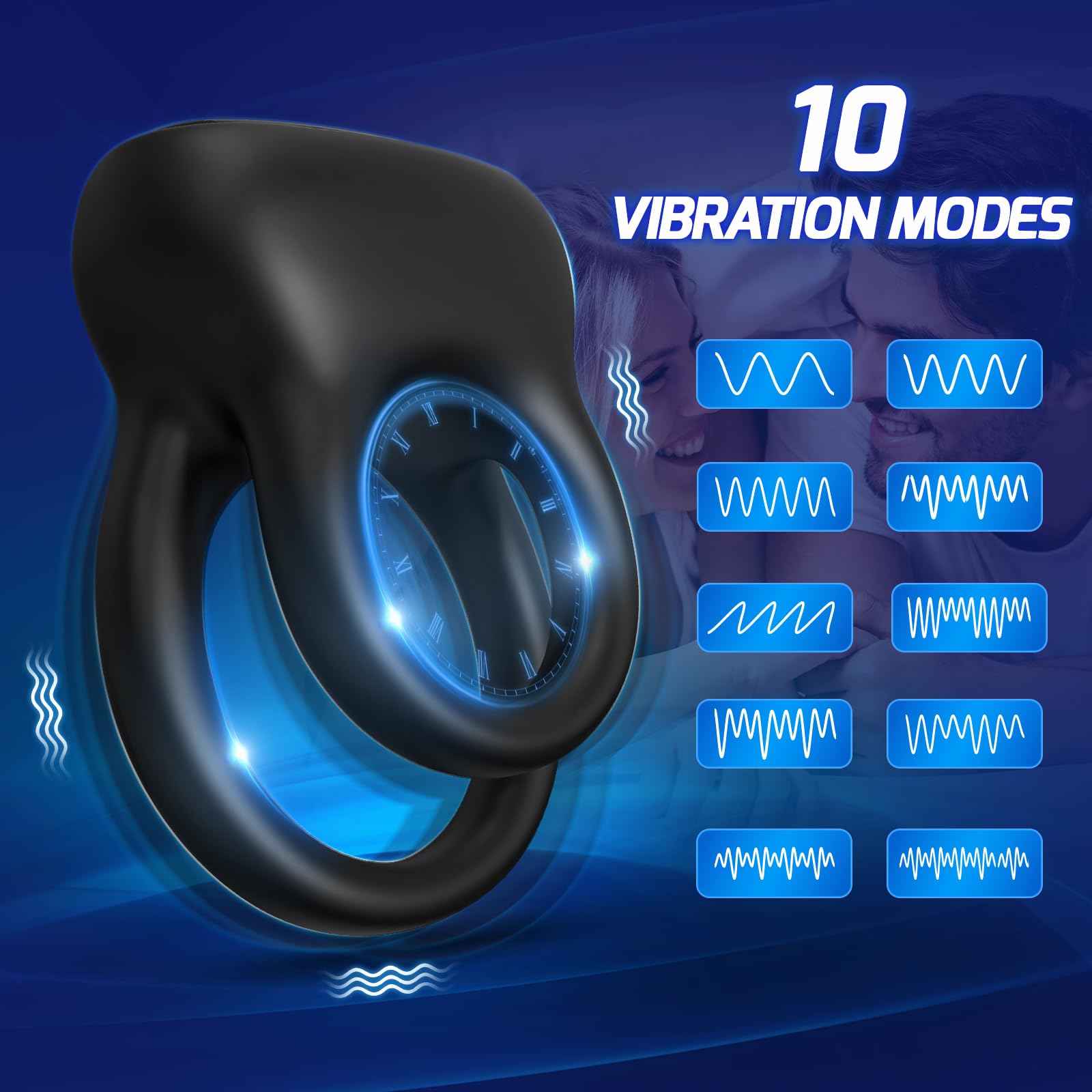 Detachable Vibrating Cock Ring for Men - 10 Speed Modes Male Sex Toy Vibrator - Couples Adult Pleasure Toy for Enhanced Intimacy (Black) | Perfect for Couples Play, Solo Use & Spicing Up Your Sex Life