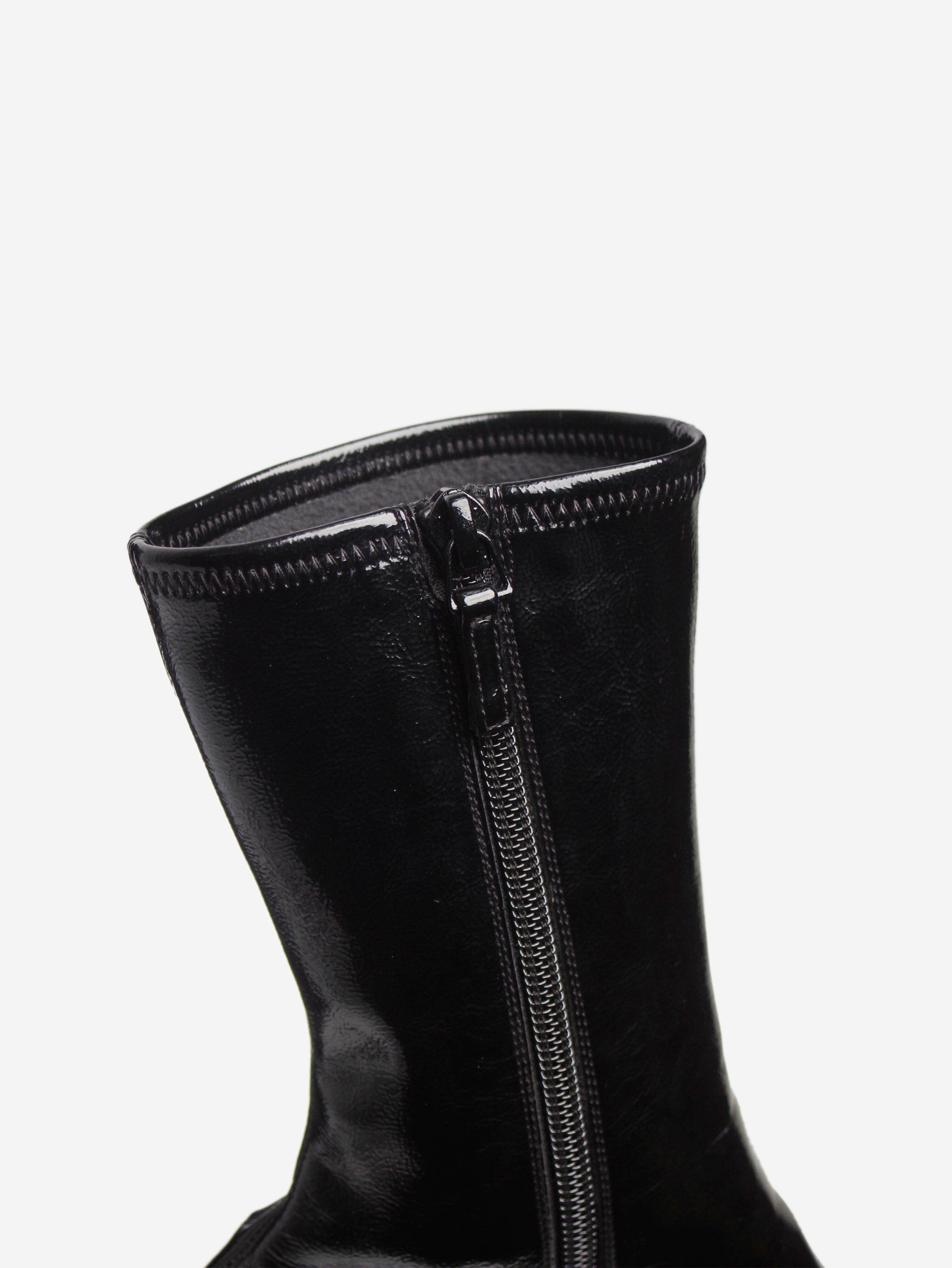 Black Vegan Patent Leather Platform Boots Women's Size EU 38 (US 7.5) - Stylish & Comfortable for Party, Night Out & Fashion Streetwear