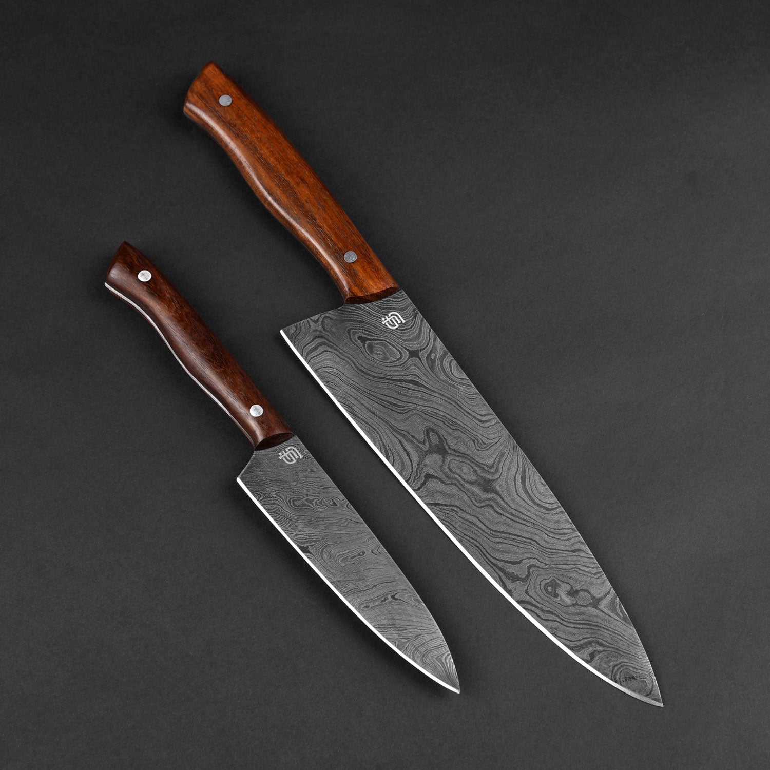 Premium Damascus Steel Kitchen Knife Set - 6-Piece Chef Knives with Wooden Block - Perfect for Home Cooking, BBQ, and Professional Chefs
