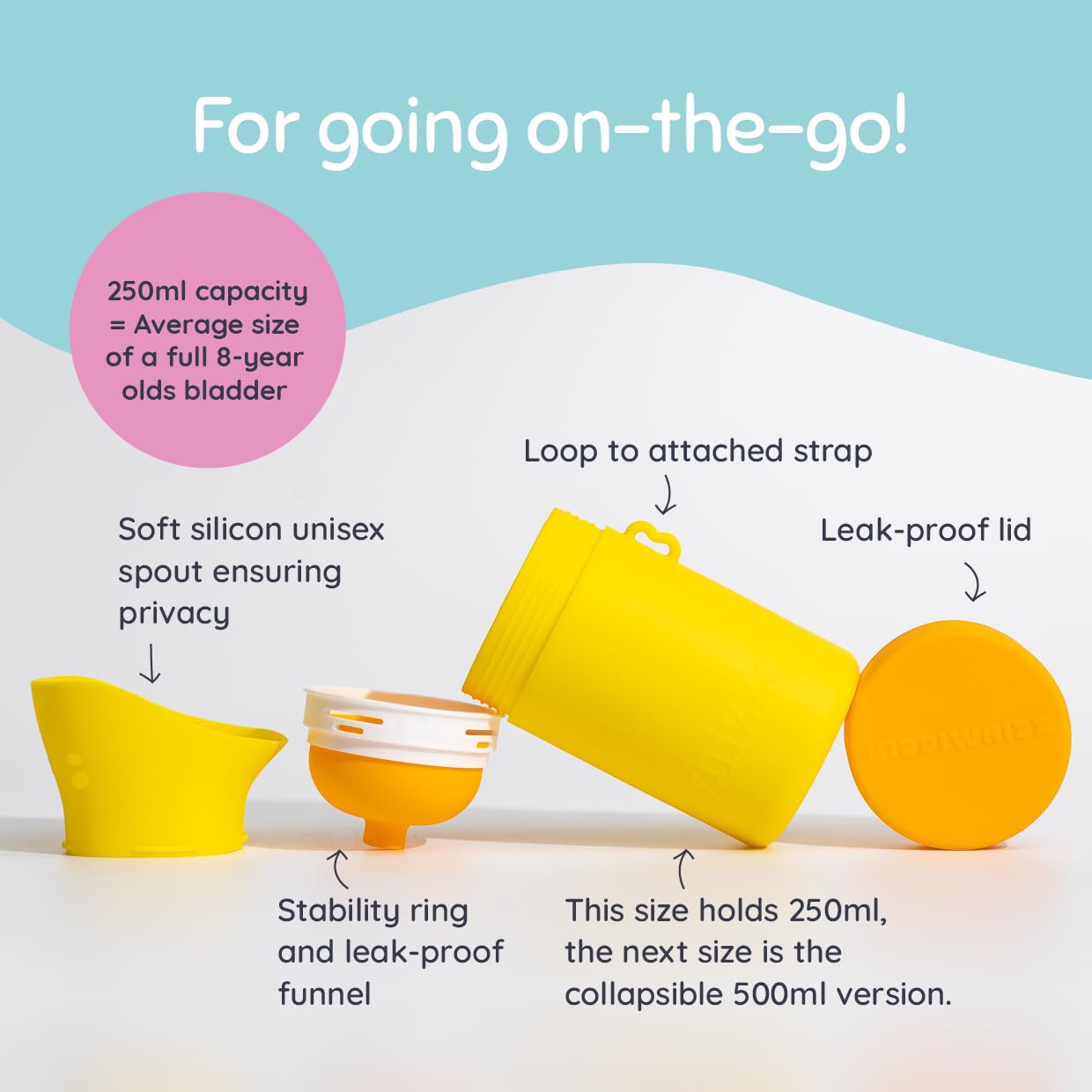 KIDDIWHIZZ Whizzer - Compact Travel Urinal for Men & Women | Leak-Proof Silicone Portable Pee Bottle (500ml) - Ideal for Camping, Festivals, Road Trips & Emergency Use