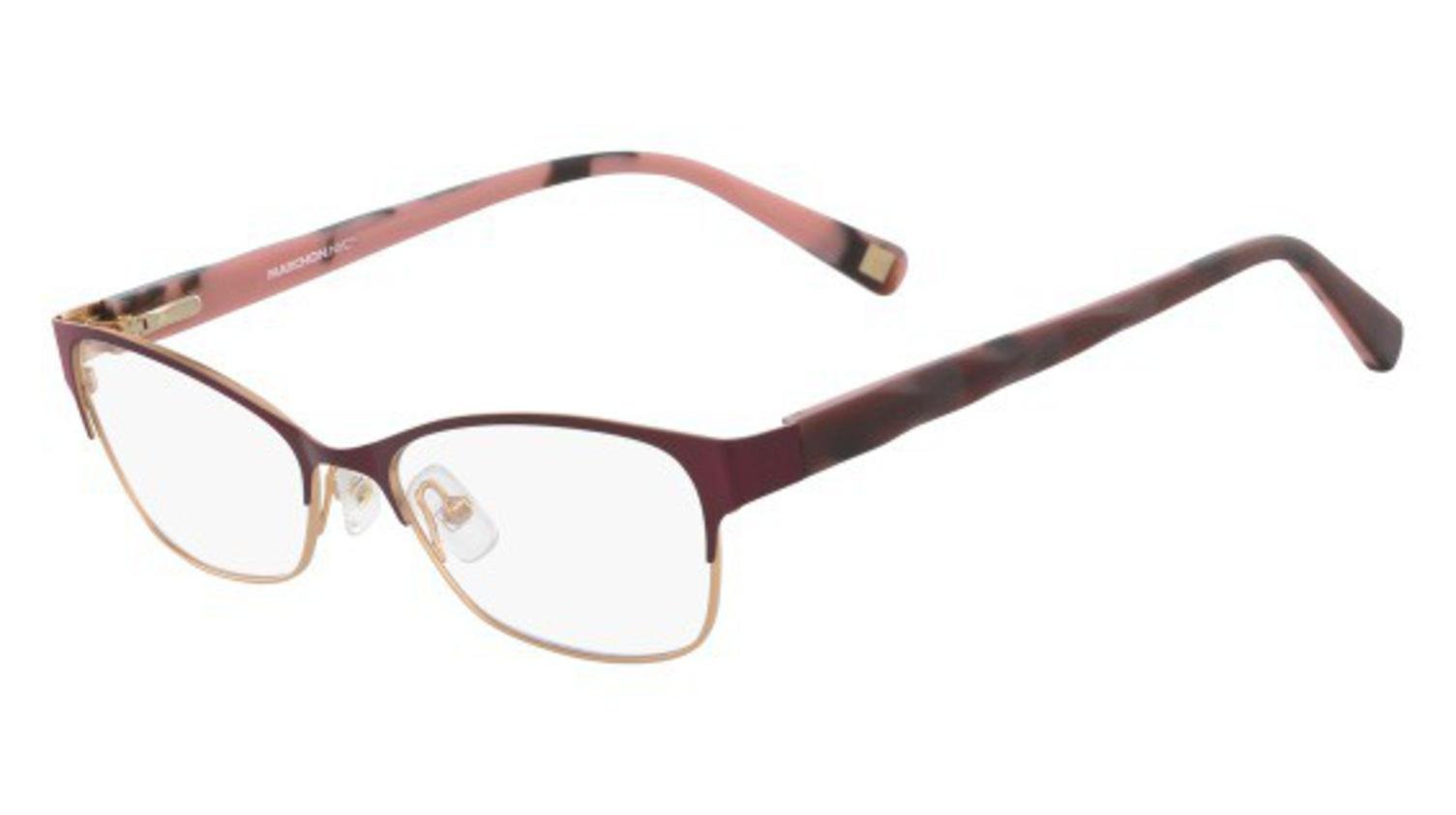 MARCHON Eyeglasses M-SURREY 510 Plum/Rose Frame - Stylish Women's Eyewear for Work, Reading & Fashion | Lightweight Comfortable Glasses for Everyday Use