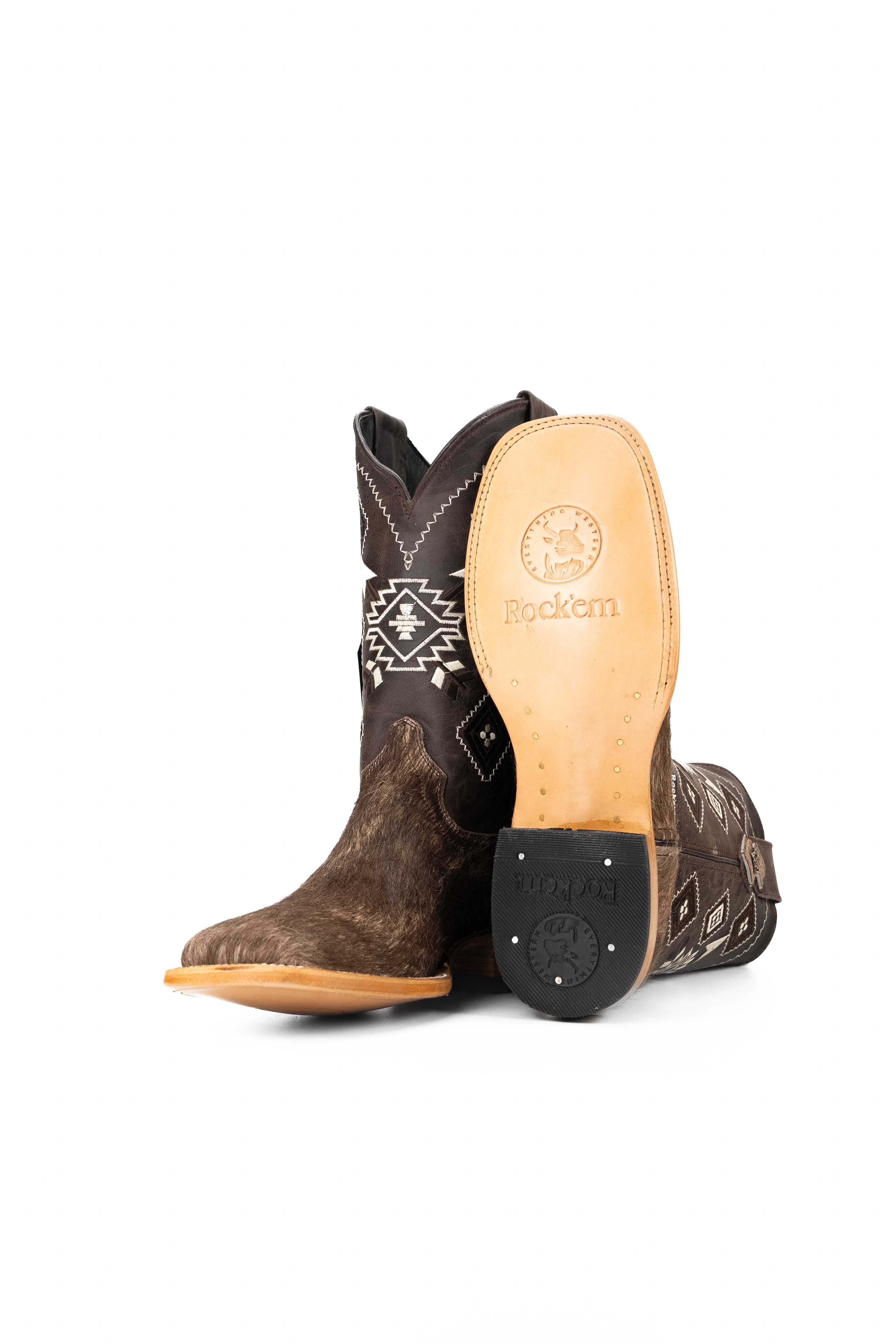 Men's Genuine Cowhide Square Toe Cowboy Boots - Size 9.5 Western Boots for Men - Durable & Comfortable Riding Boots (Perfect for Rodeo, Country Dancing & Outdoor Adventures)