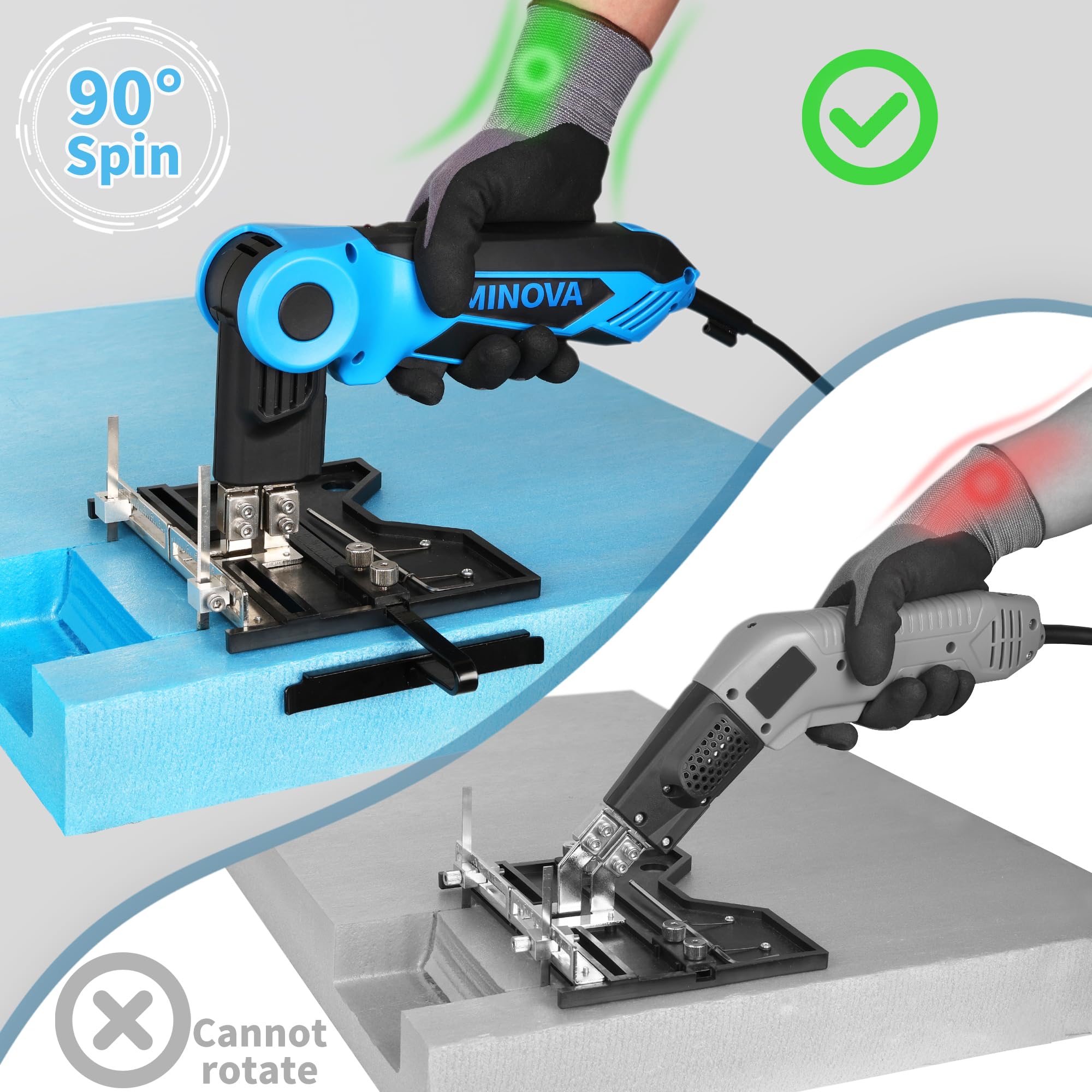 250W AC Rotatable Electric Hot Knife - 6 Blades Foam Cutting Tool Kit with Full-body Air Cooling System for EPP, EPS, XPS, EVA, EPE, PU, KT Board & Sponge | DIY Craft, Model Making, Packaging & Insulation Projects