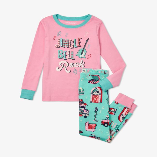 Kids Holiday Pajama Set with Applique Design - Pink | Hatley Rocking Holidays Collection | Cozy Christmas & Winter Sleepwear for Girls & Boys