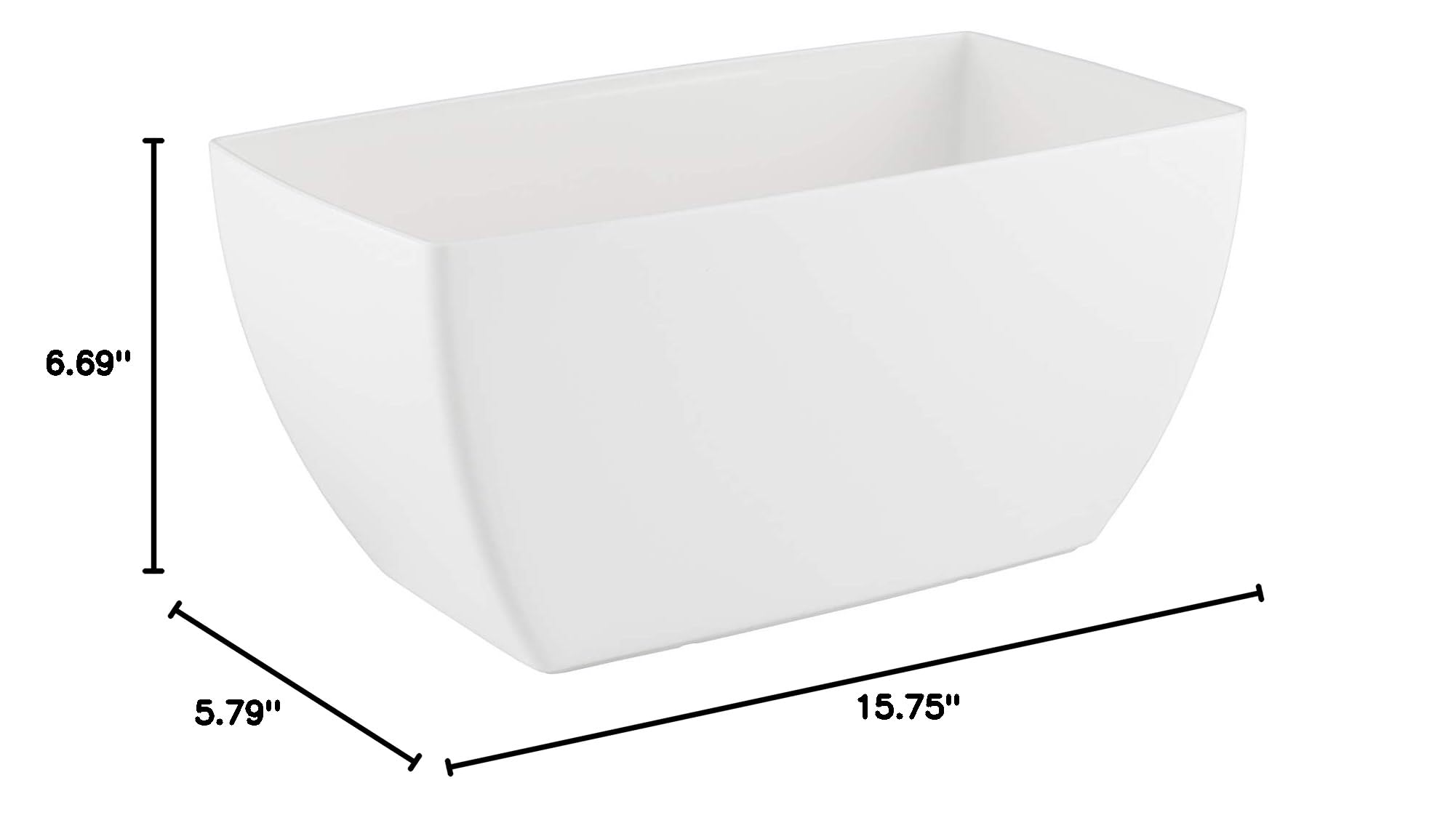 Siena White Plant Box 40cm - Modern Flower Pot for Indoor & Outdoor Decor, Balcony, Garden, and Home Office Plants