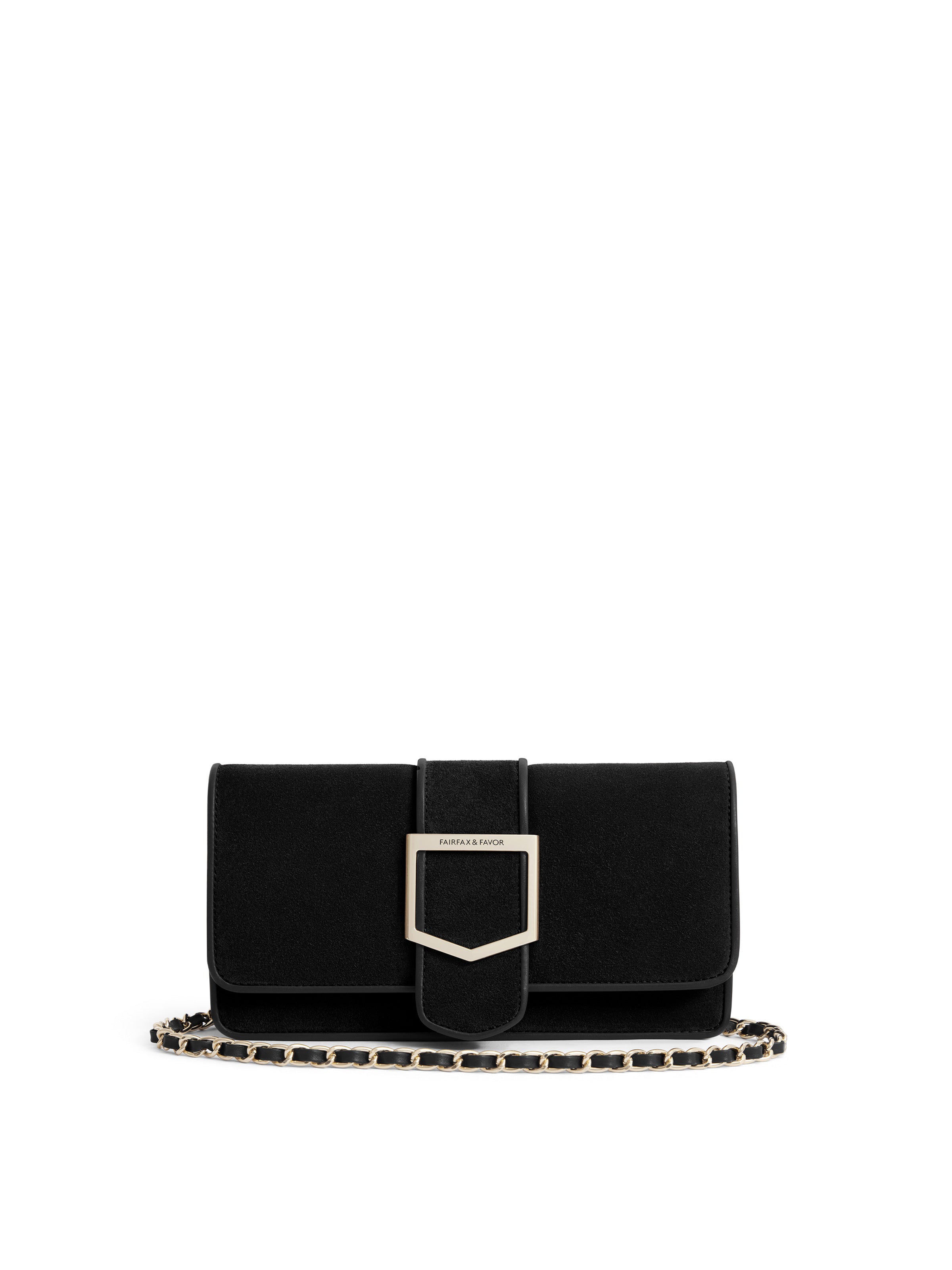 Belmont Clutch - Black Suede Handbag for Women | Elegant Evening Purse for Parties, Weddings & Special Occasions