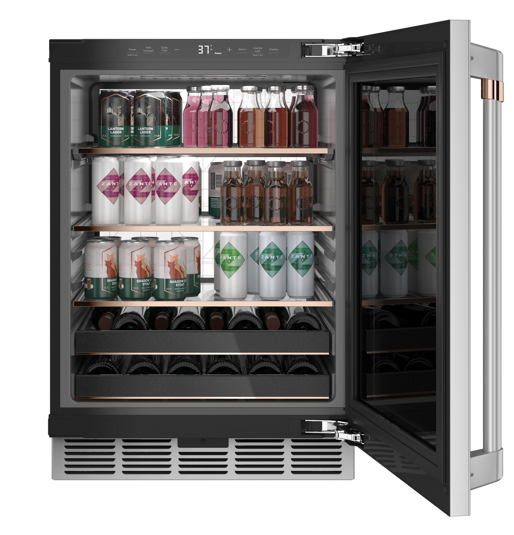 Stainless Steel Commercial Beverage Cooler - 5.1 cu.ft Cafe Refrigerator CCP06BP2PS1 for Restaurants, Coffee Shops & Bars - Energy Efficient Drink Dispenser with Glass Door