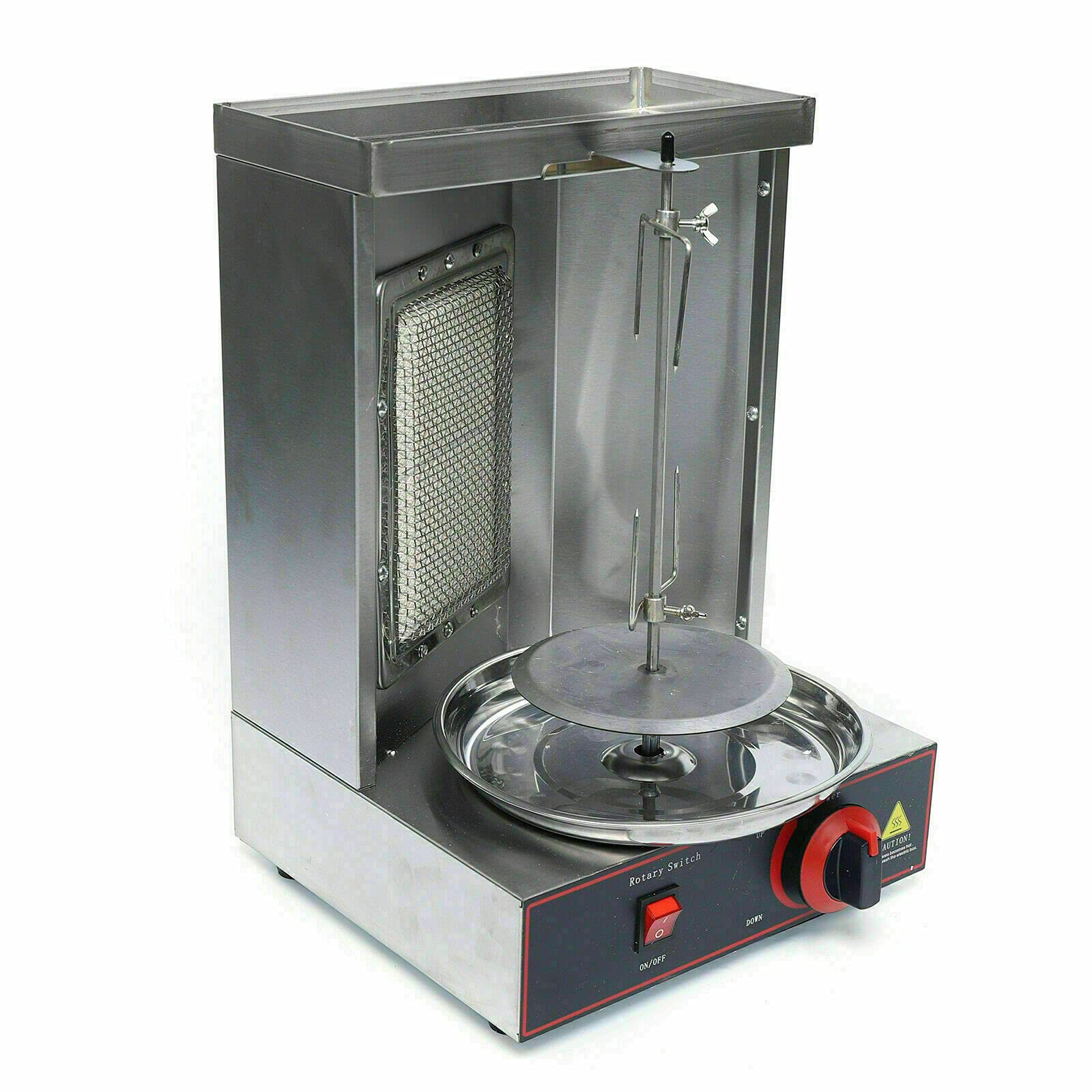 Commercial Gas Shawarma Machine - Vertical LPG Kebab Grill, Smokeless BBQ Rotisserie Oven with 1 Burner, 110V for Restaurants, Food Trucks & Catering Events