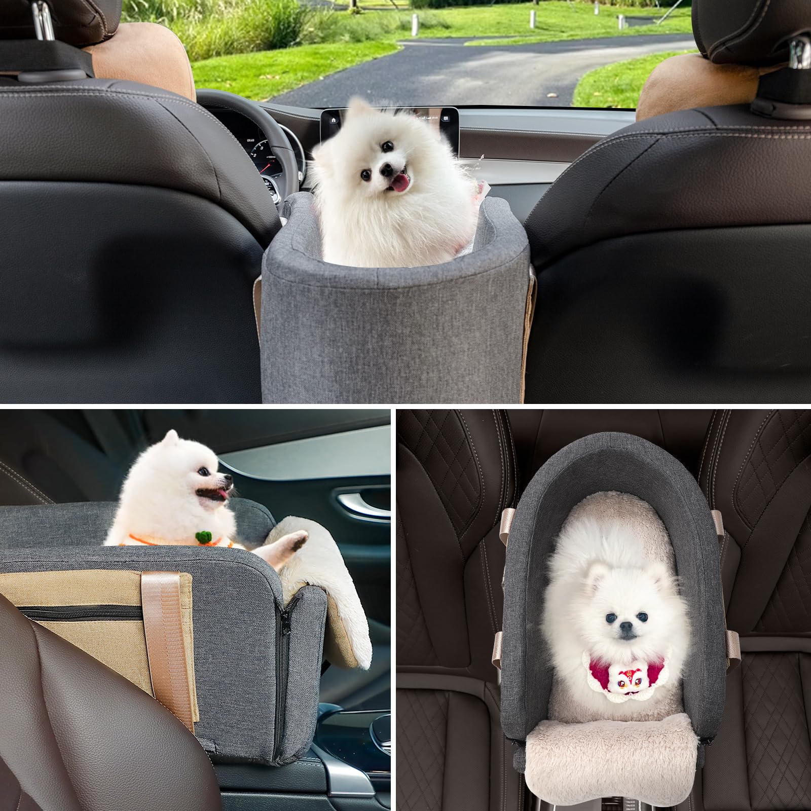 **Dog & Cat Car Seat Carrier with Safety Tethers - Portable Pet Booster Seat for Car Travel, Easy-Carry Strap & Armrest Design - Perfect for Road Trips, Vet Visits & Daily Commutes**
