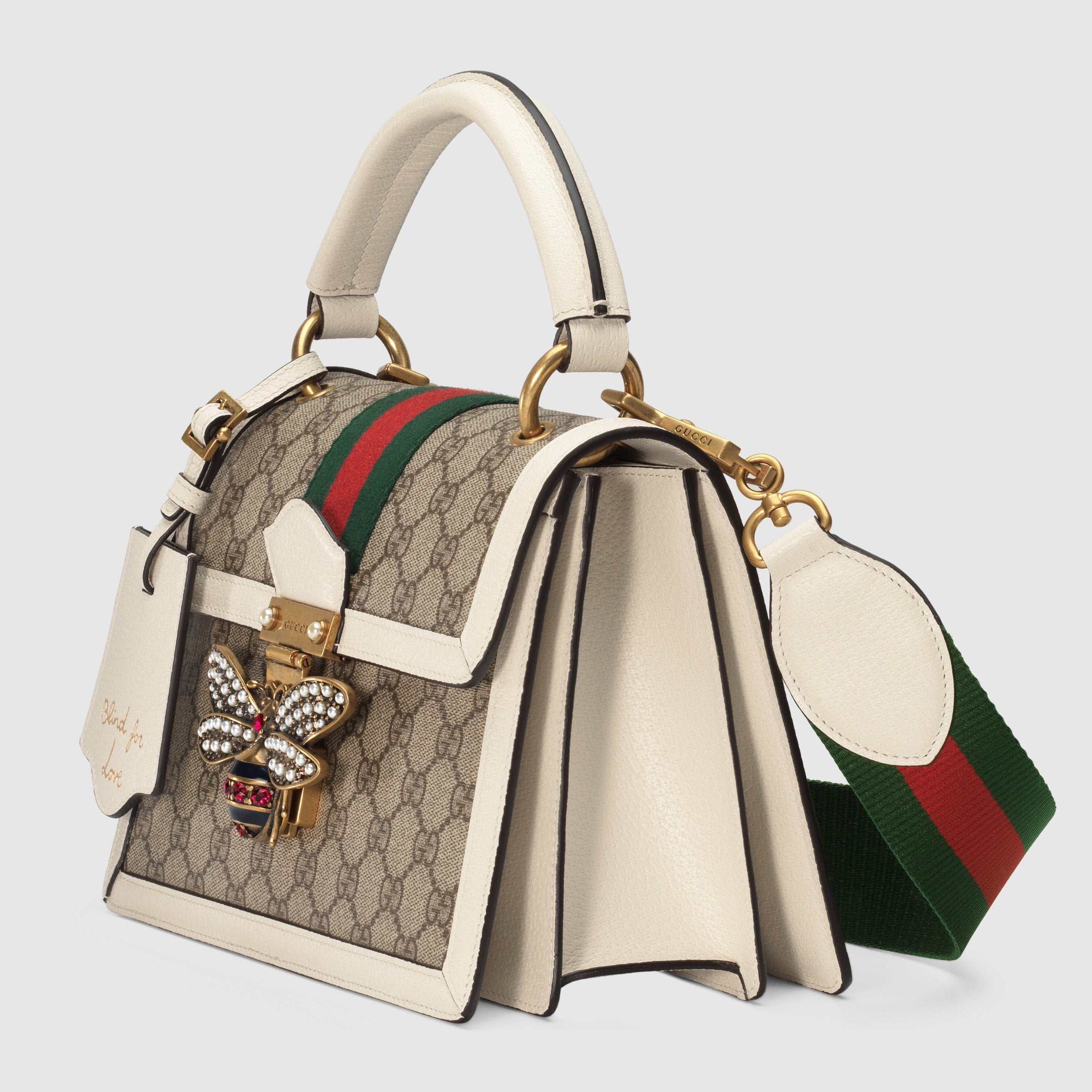 Gucci Queen Margaret GG Small Top Handle Bag - White Leather Crossbody Purse for Women | Perfect for Work, Travel & Evening Events