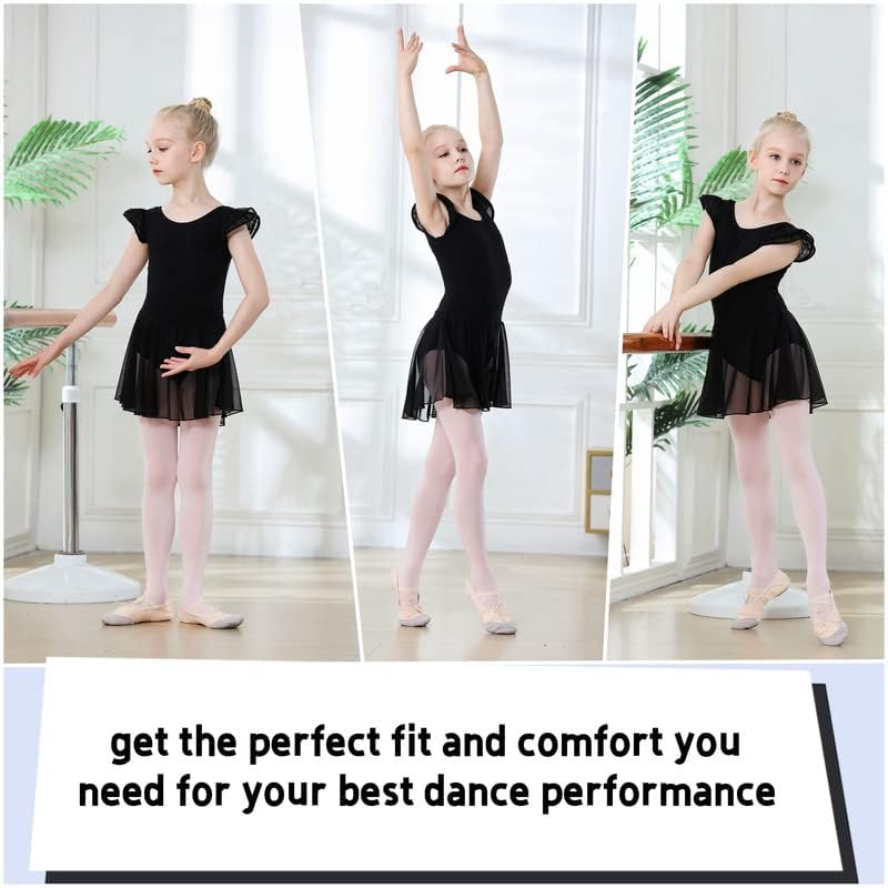 DIPUG Girls Ballet Leotard with Skirt - Toddler Dance Leotard with Flutter Sleeves & Criss Cross Back - Perfect for Ballet Class, Recitals & Dance Performances