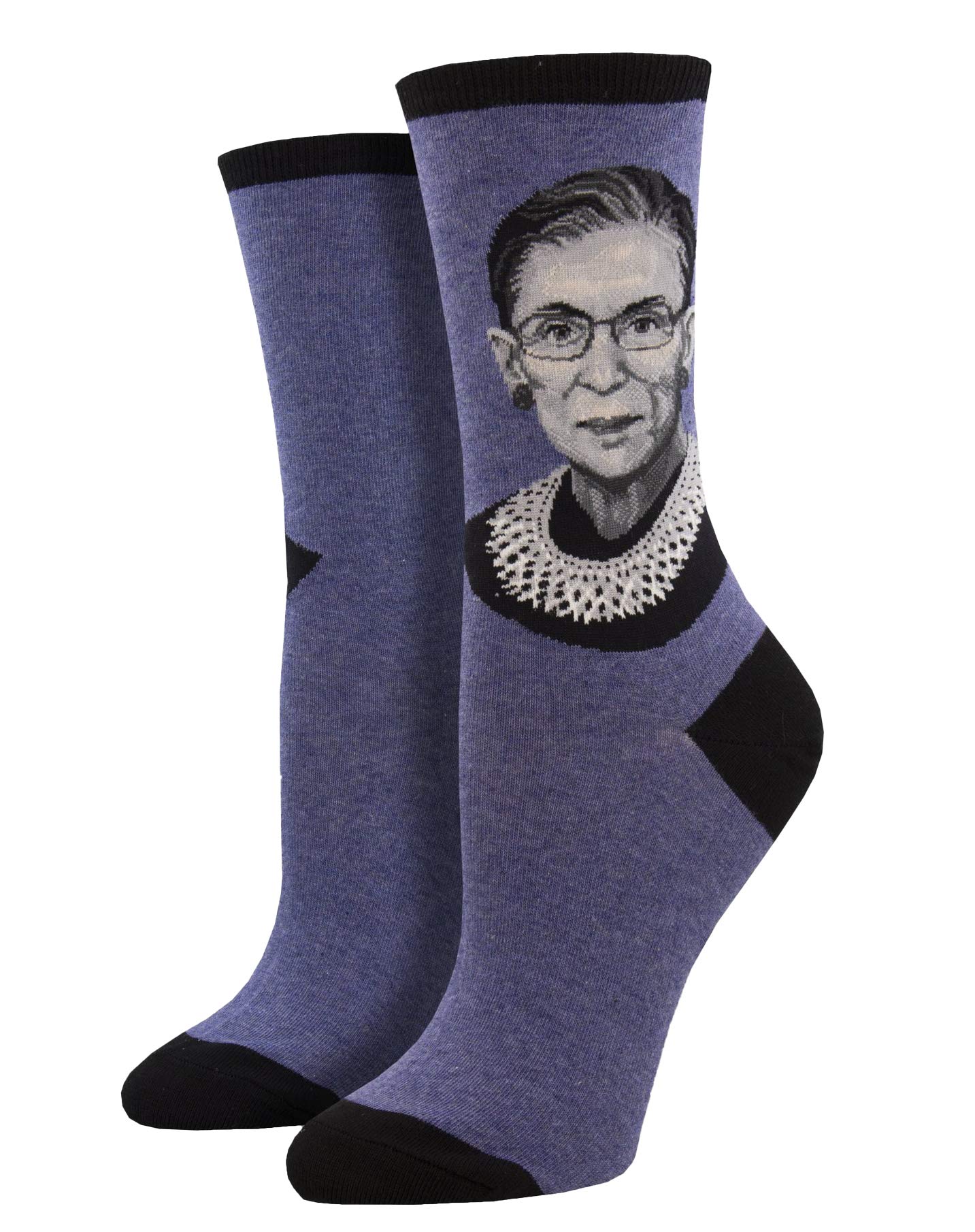 Socksmith Women's Ruth Bader Ginsburg Portrait Crew Socks - Funny Supreme Court Justice Novelty Socks for Women - Perfect Gift for Lawyers, Feminists & RBG Fans (Office, Court, Casual Wear)