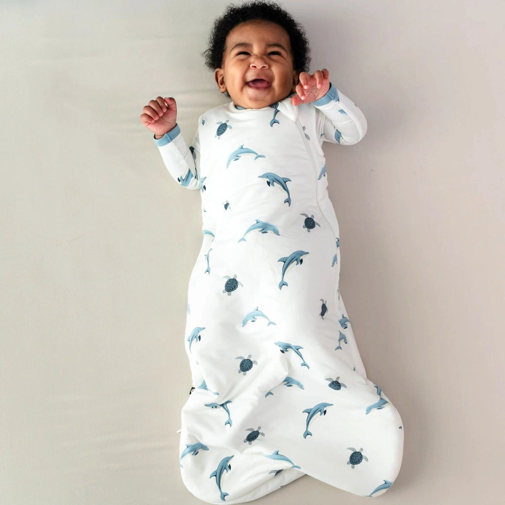 Kyte Baby 1.0 Tog Sleep Sack - Lightweight Baby Sleeping Bag for Newborns & Infants - Soft & Breathable Wearable Blanket - Perfect for Nursery, Daycare & Travel (Dolphin Print)