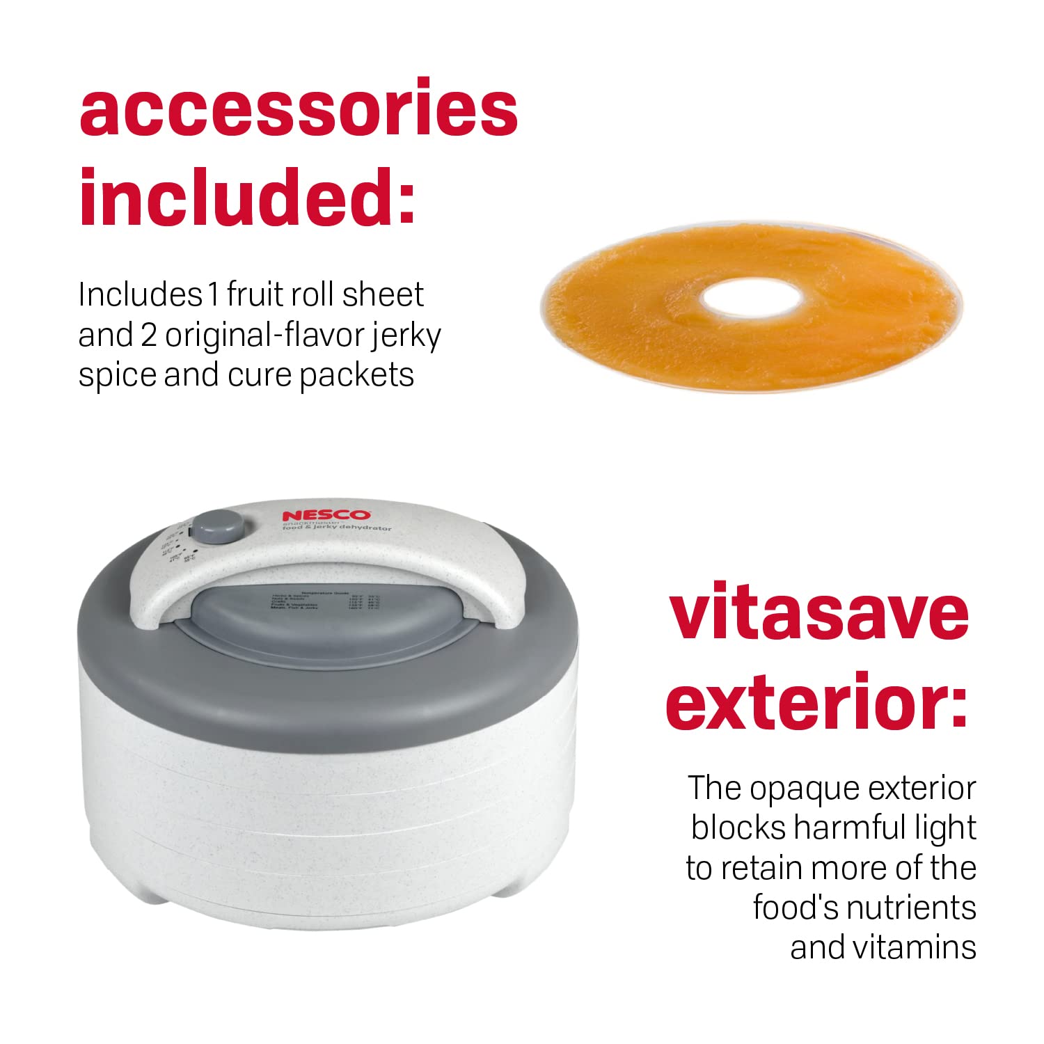 Nesco FD-60 Snackmaster Express Food Dehydrator - 4 Trays for Homemade Jerky, Dried Fruits & Healthy Snacks | 13.5