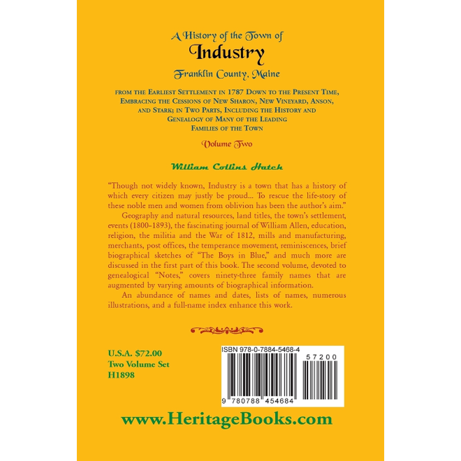A History of the Town of Industry, Franklin County, Maine - 2 Volume Set | Historical Books on New England Towns | Perfect for Genealogy Research & Local History Enthusiasts