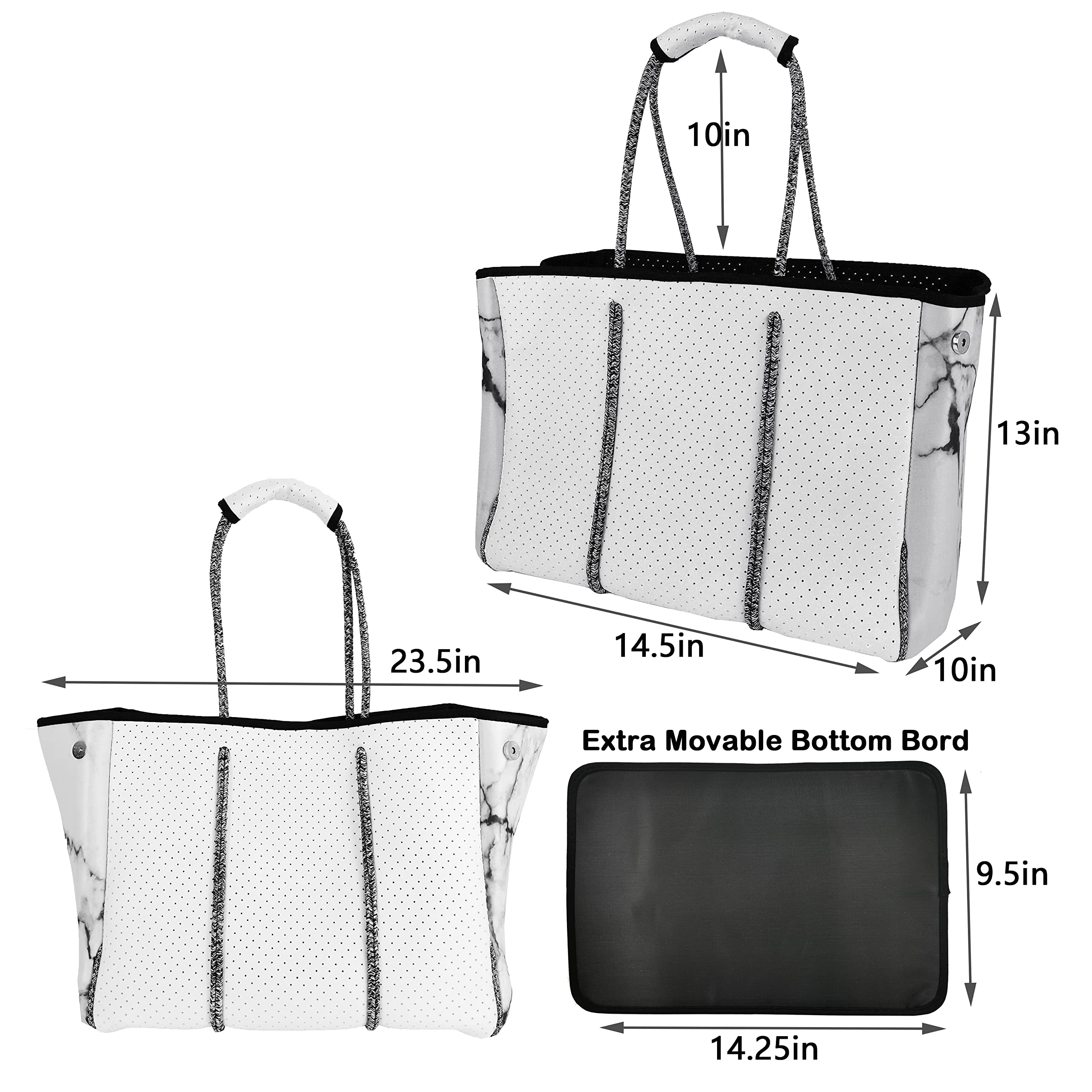 Waterproof Neoprene Tote Bag for Women & Men - Lightweight Beach Shoulder Bag for Summer, Travel, Pool, Gym & Shopping - Durable Reusable Grocery Bag