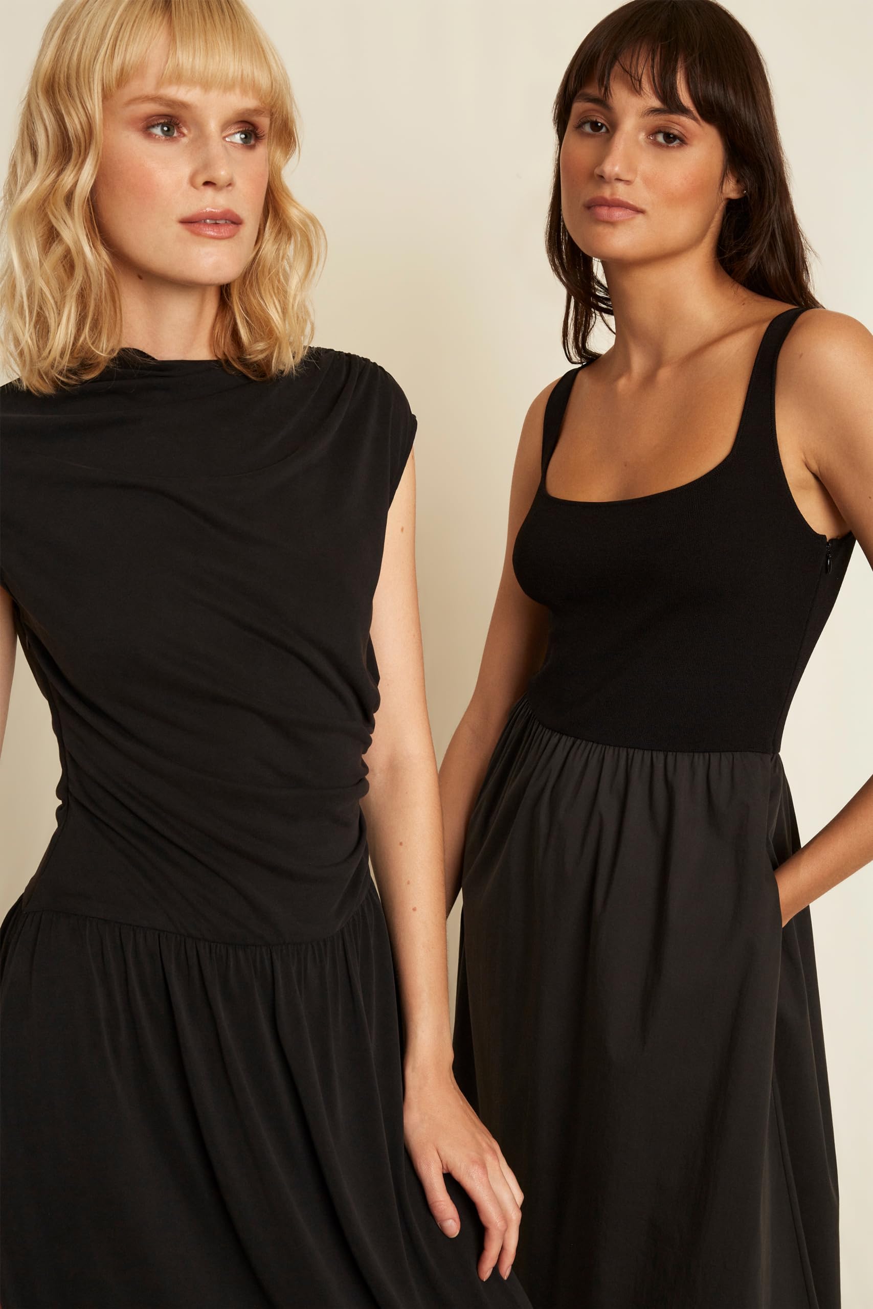 Sustainable Fabric Sleeveless Square Scoop Neck A-line Midi Dress with Pockets for Women | Casual Summer Outfit, Beach Cover-up, Office Wear & Date Night Dress