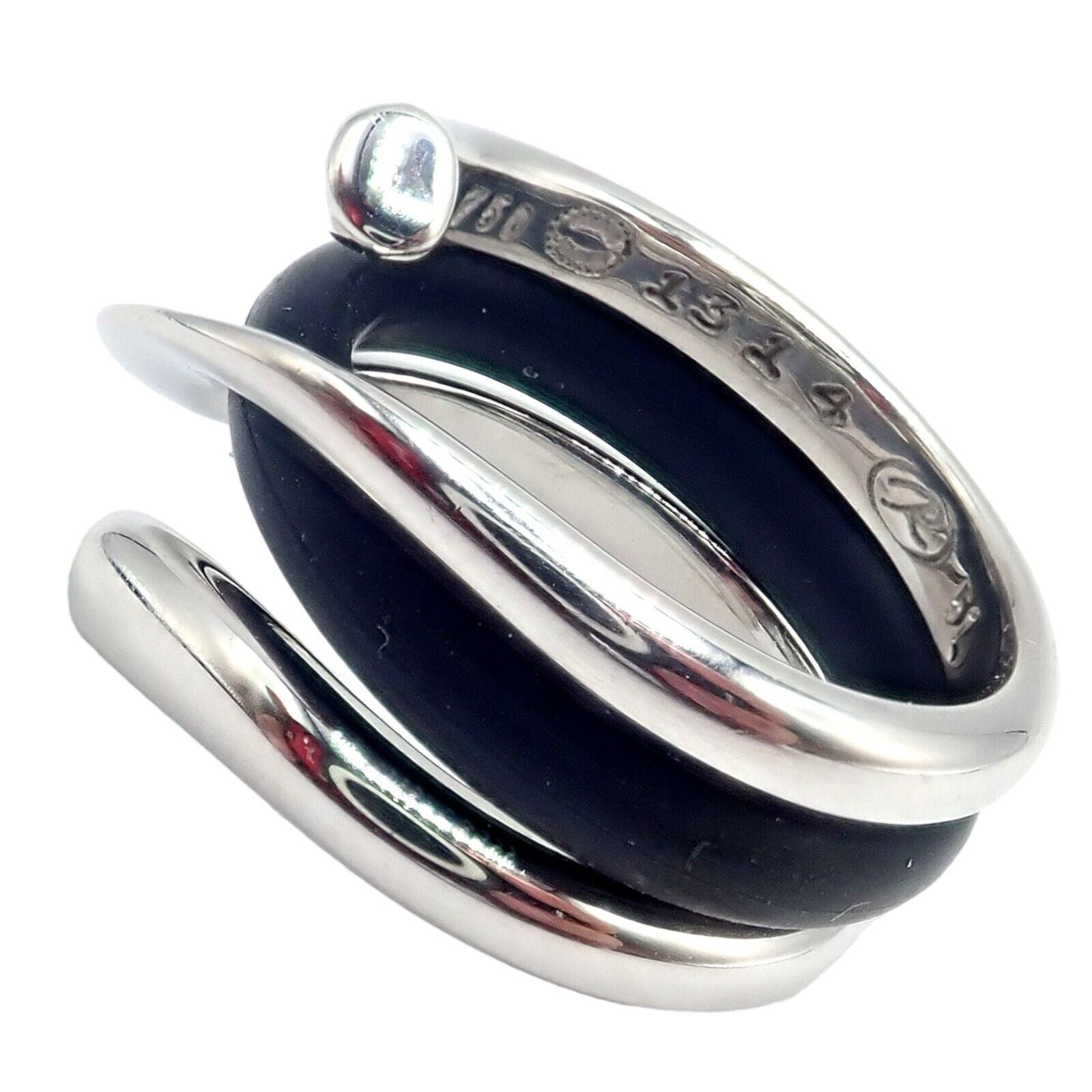 Authentic Georg Jensen 18K White Gold Magic Rubber Ring Size 5.5 - Elegant Wedding Band & Everyday Jewelry for Women