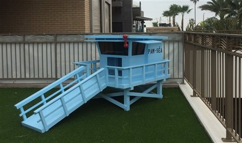 Custom Exclusive Lifeguard Stand Dog House - Unique Outdoor Pet Shelter for Beach & Poolside Use