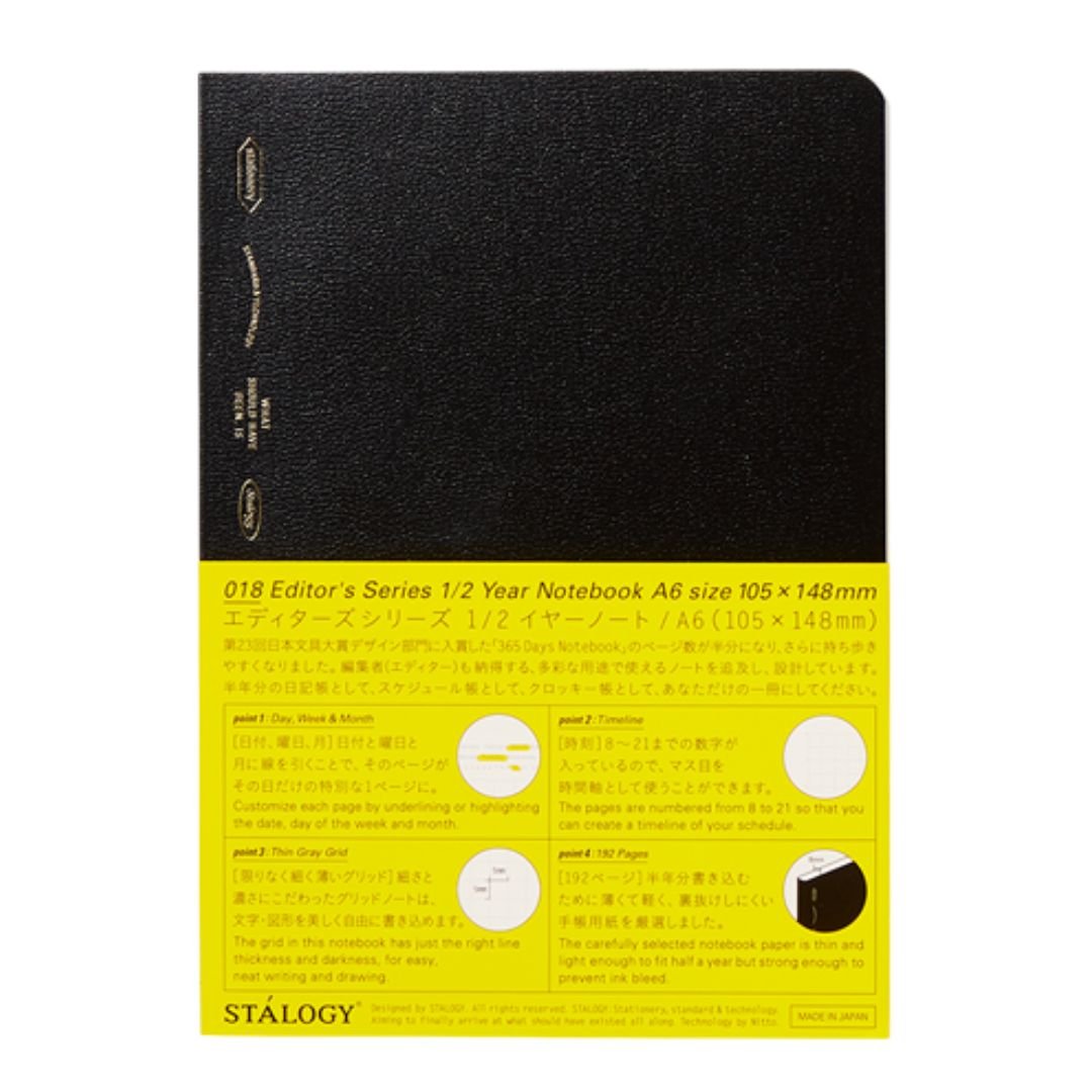 STALOGY Editor's Series 1/2 Year Planner Notebook - 184 Pages Dot Grid Journal for Daily Planning, Bullet Journaling & Note Taking | Perfect for Students, Professionals & Creative Writing