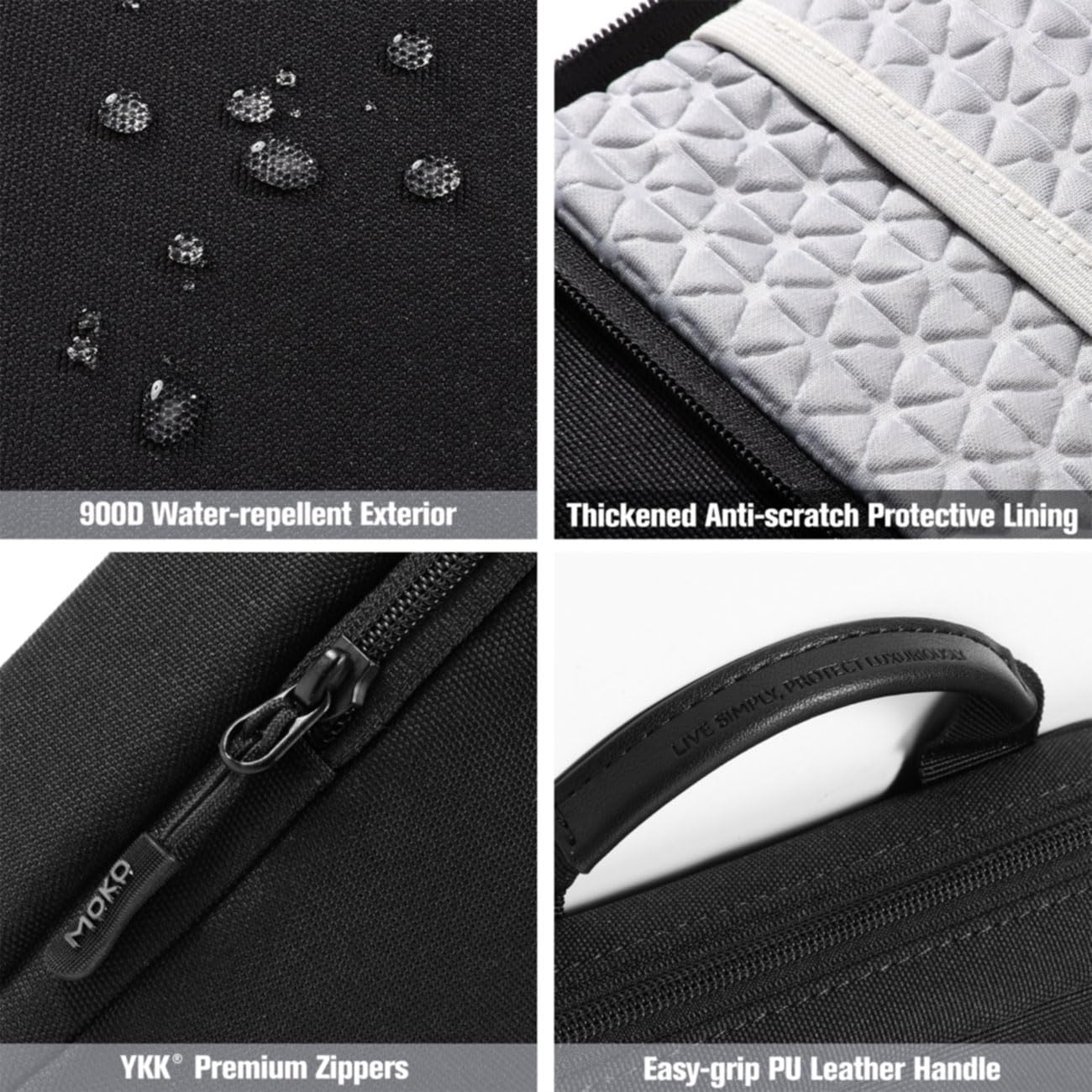 MoKo 12.9 Inch iPad Sleeve Case - 360° Protective Tablet Bag with Shoulder Strap for iPad Pro M4/M2/M1, iPad Air M2 2024, Galaxy Tab S9+/S8+ 12.4 - Perfect for Travel, Office & School Use (Black)