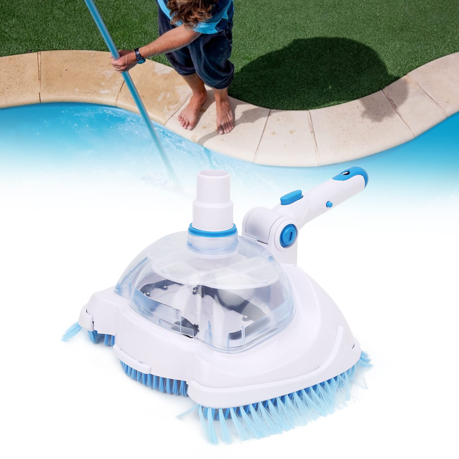 Pool Vacuum Head - Manual Suction Pool Cleaner for Efficient Swimming Pool Cleaning | Reaches Tight Corners & Steps | Ideal for In-Ground & Above Ground Pools