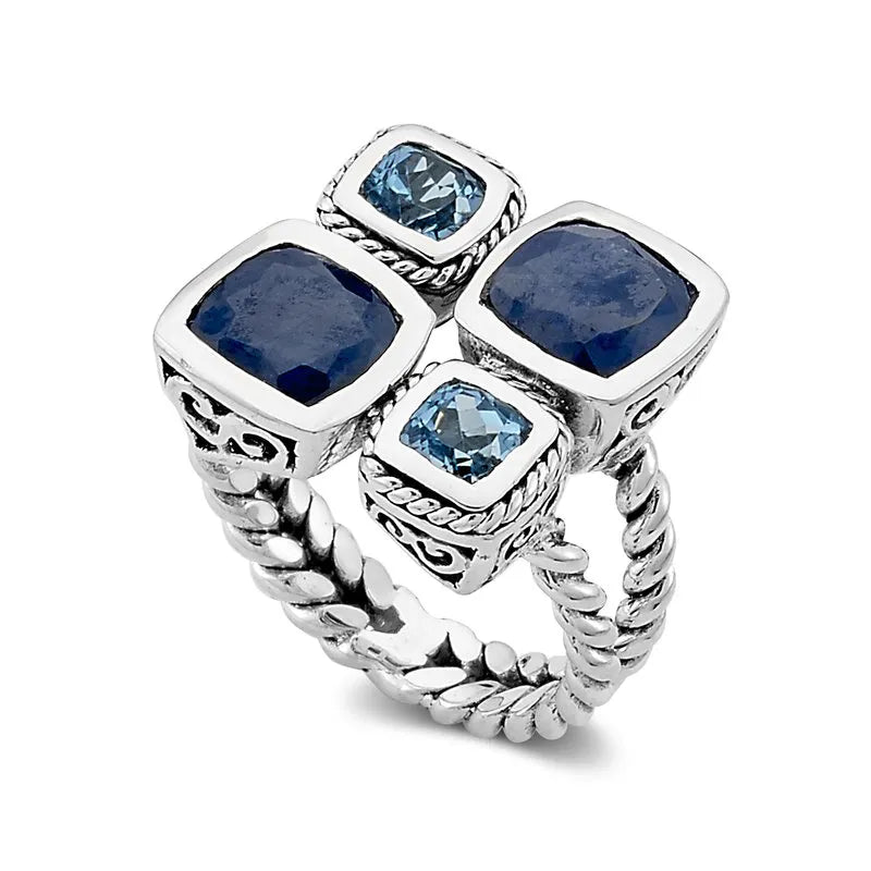 Blue Cabu Ring - Elegant Cubic Zirconia Jewelry for Women, Perfect for Everyday Wear, Parties & Special Occasions