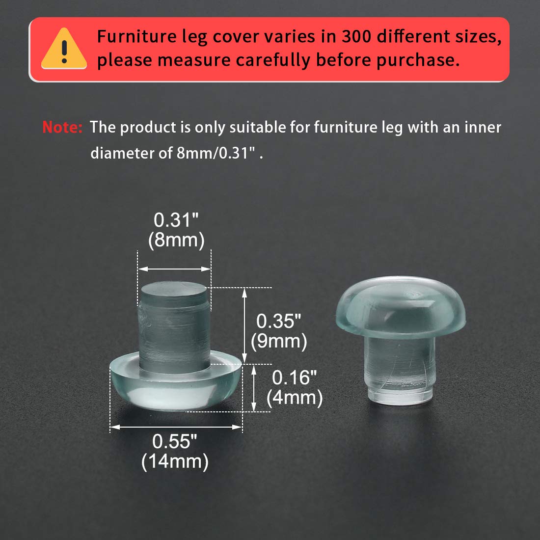30pcs 8mm Clear Stem Bumpers Glide - Anti-Collision Furniture Pads for Glass Tables, Desks & Patio Furniture - Protect Floors & Prevent Scratches (Home & Office Use)