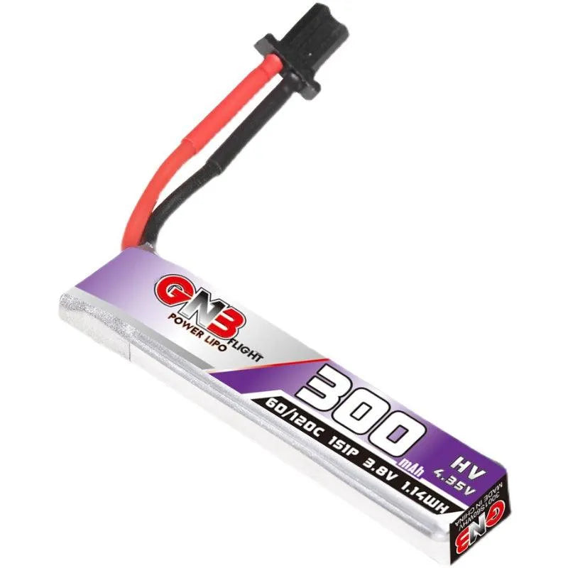 GNB 1S 300mAh 3.8V 60C/120C HV LiPo Battery with GNB27 High Current Discharge Plug - 4 Pack for RC Drones, FPV Racing, Mini Quadcopters, and Micro Airplanes