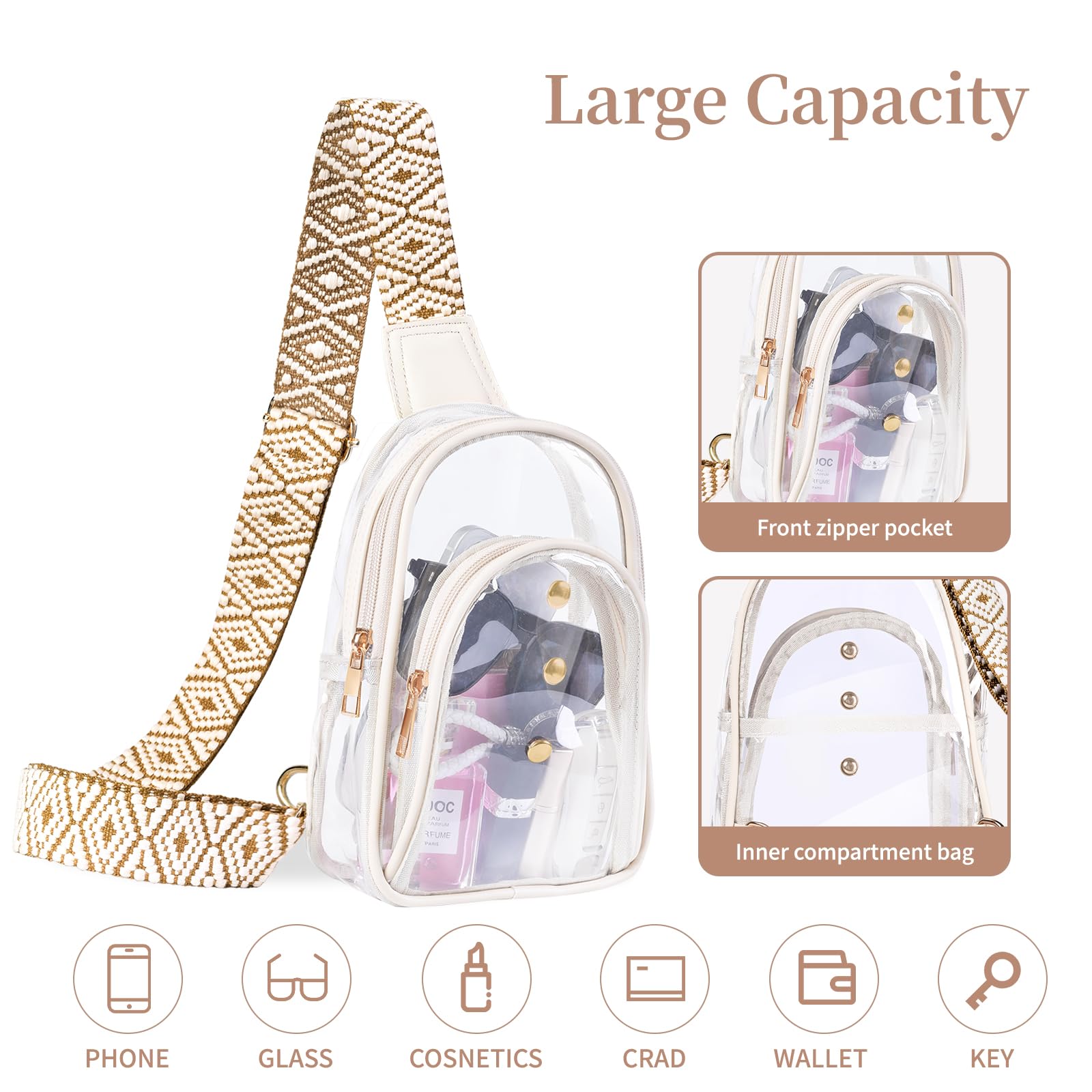Clear Sling Bag for Women - Stadium Approved Transparent Crossbody Purse for Concerts, Festivals & Sporting Events | Trendy & Secure Fashion Accessory