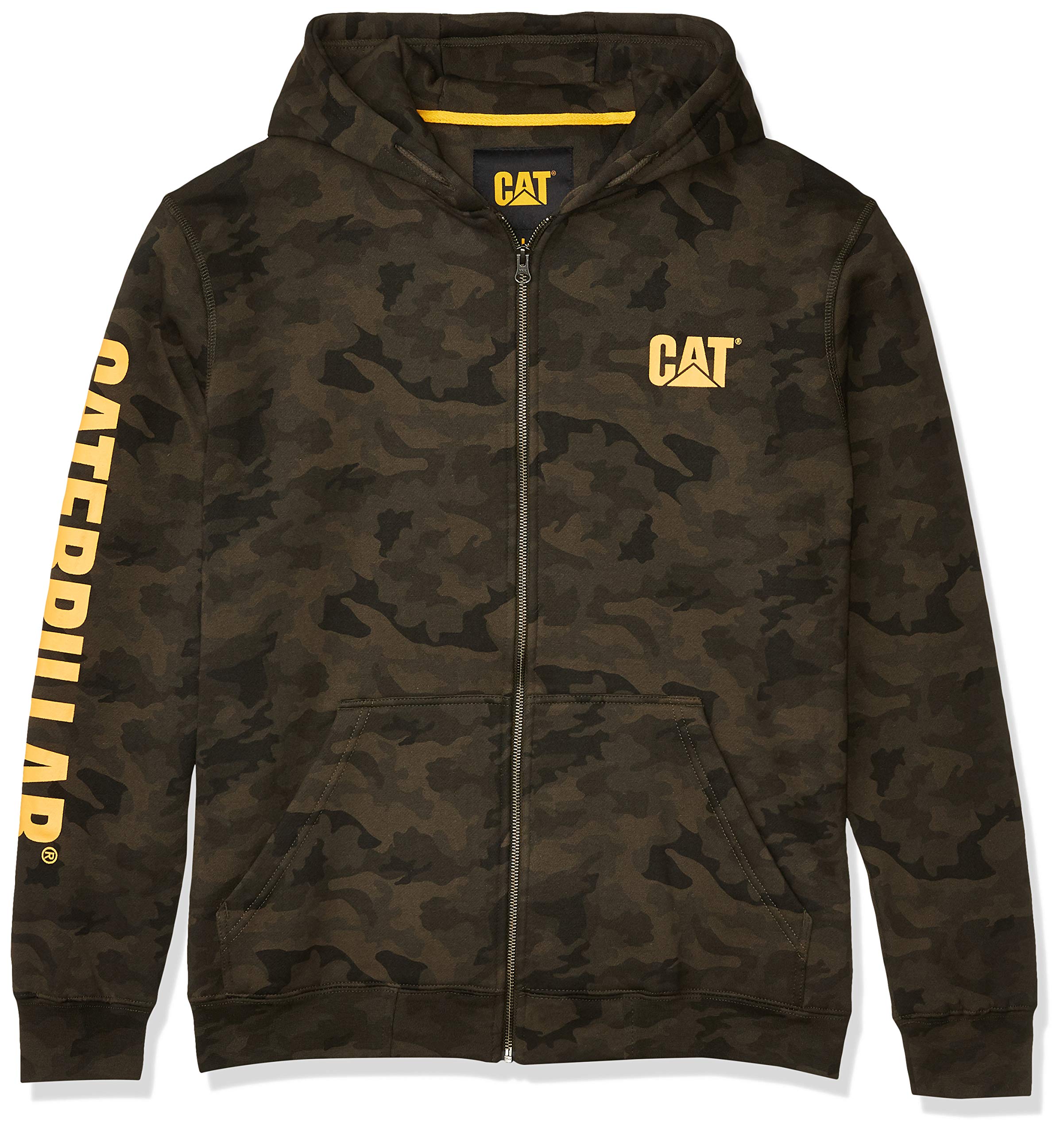 Caterpillar Men's Big & Tall Full Zip Hooded Sweatshirt - Night Camo 3XL - Warm Fleece Jacket for Outdoor Work & Casual Wear