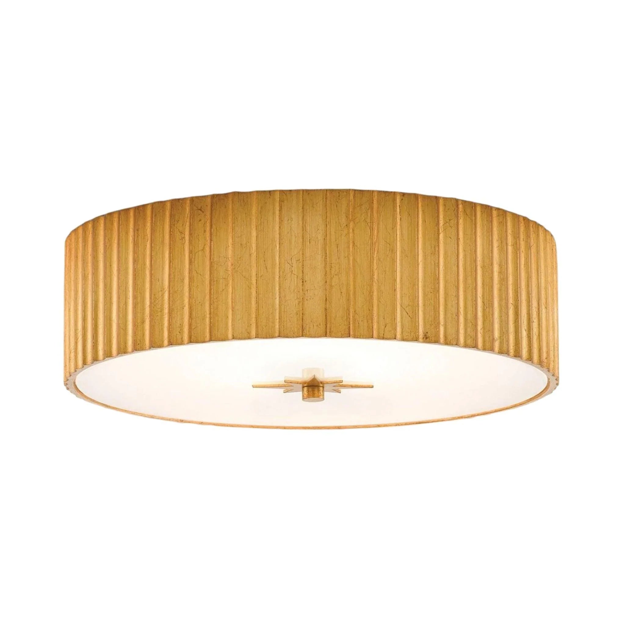 Vintage Gold Leaf Flush Mount Ceiling Light - Mid Century Modern Lighting Fixture for Living Room, Bedroom, or Dining Room