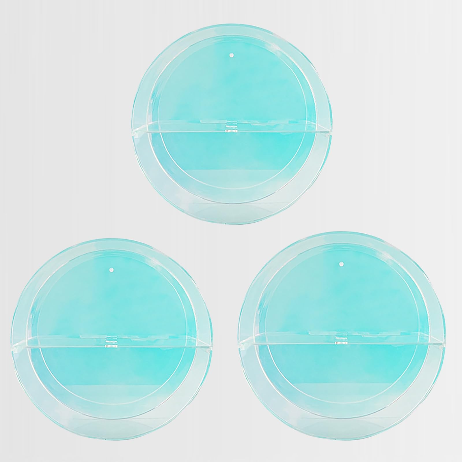 3-Pack Clear Acrylic Wall-Mounted Toy Organizer for Kids - Hanging Storage Display Bins for Nursery, Playroom - Perfect for Organizing Cars, Blocks, Trains (Cyan) - Space-Saving Solution for Small Rooms & Daycare Centers
