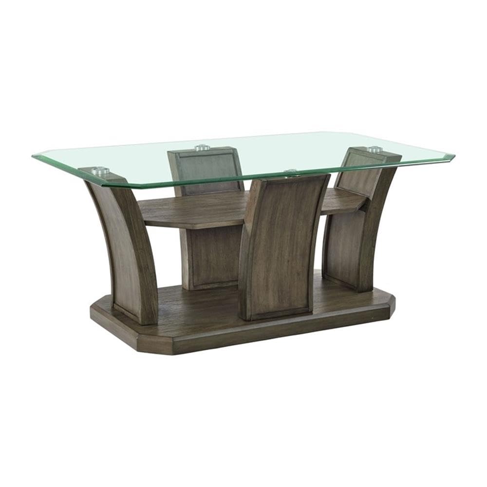 Picket House Furnishings Simms Modern Rectangular Coffee Table - Grey Wood Finish for Living Room, Lounge & Office Decor