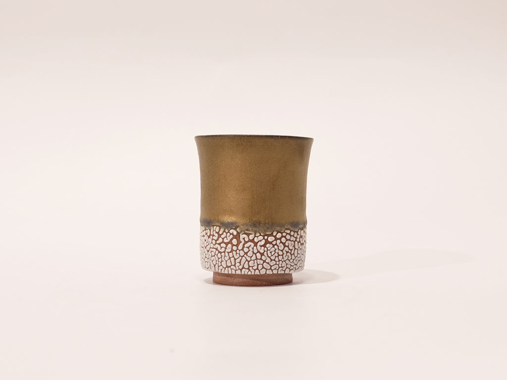 Handmade Gold Yunomi Tea Cup by Masafumi Kawamatsu - Japanese Ceramic Tea Drinking Cup for Matcha, Sencha & Daily Use - Perfect Gift for Tea Lovers & Zen Home Decor