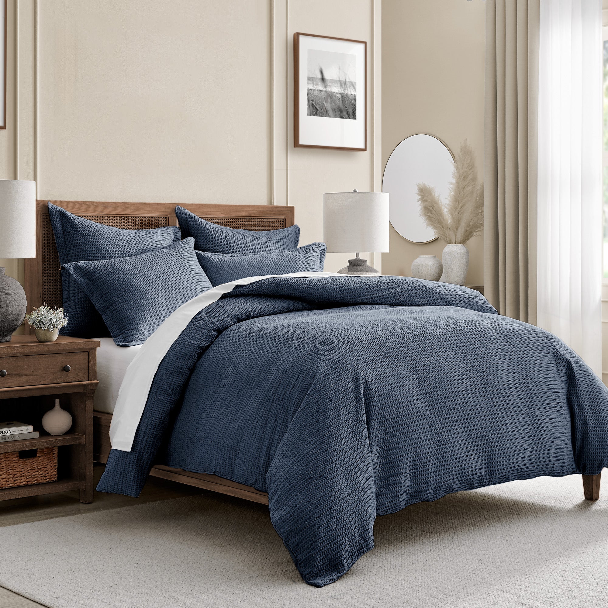 Premium Cloud Waffle Duvet Cover Set - Soft & Breathable Bedding - Queen/King Size - Luxury Textured Bedding for Cozy Sleep & Hotel-Style Comfort