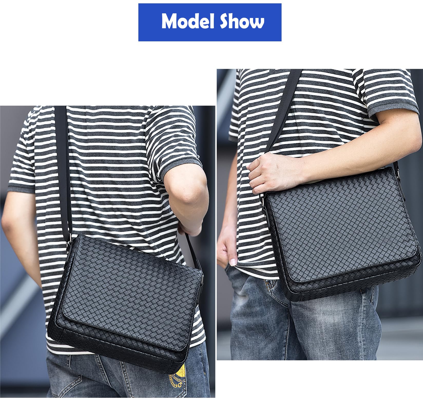 Premium Men's Leather Shoulder Bag - Waterproof & Anti-Scratch Crossbody Messenger Bag for Work, Travel & Daily Use